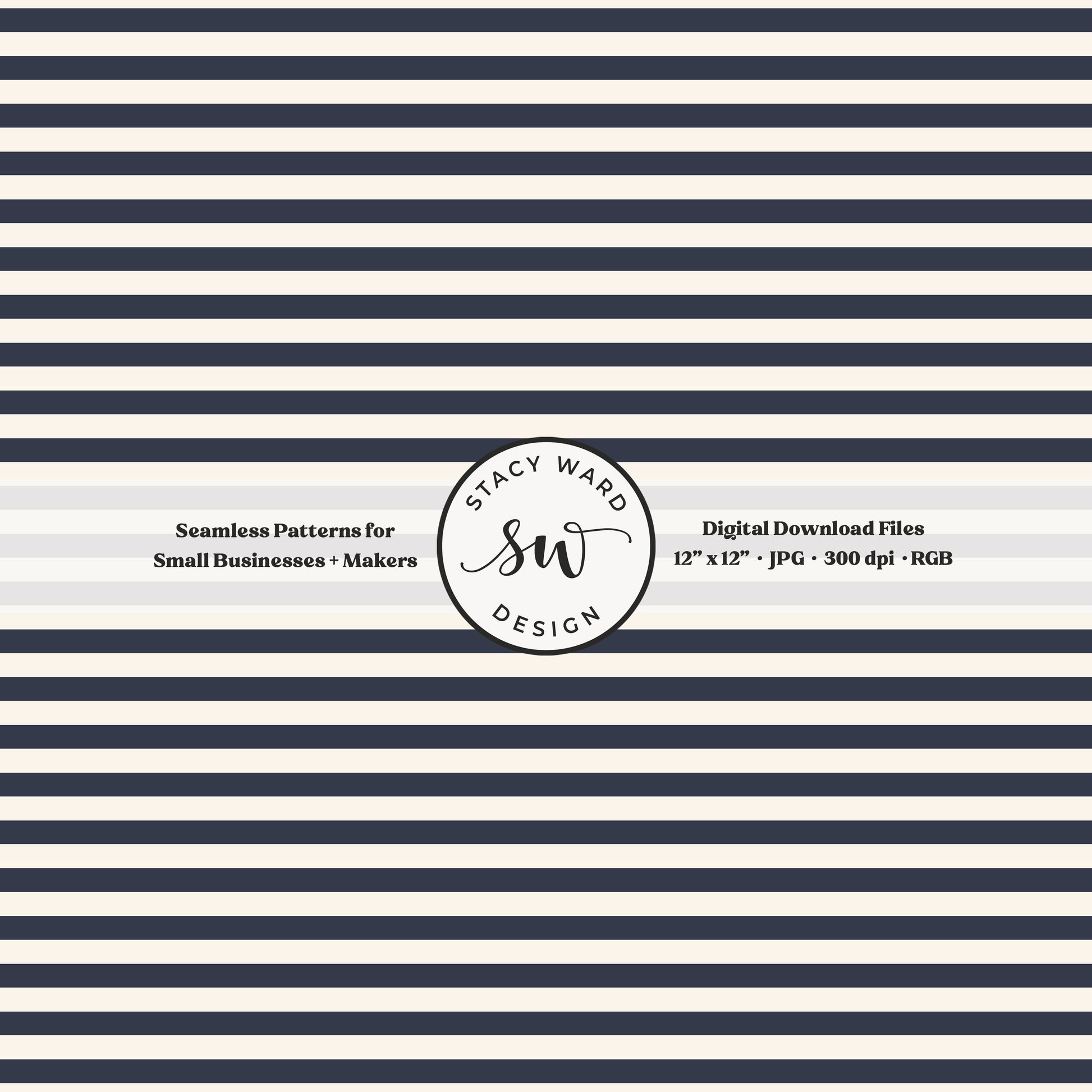 Classic 1/4" stripes seamless pattern in indigo blue on cream small scale horizontal lines blender pattern for fabric printing
