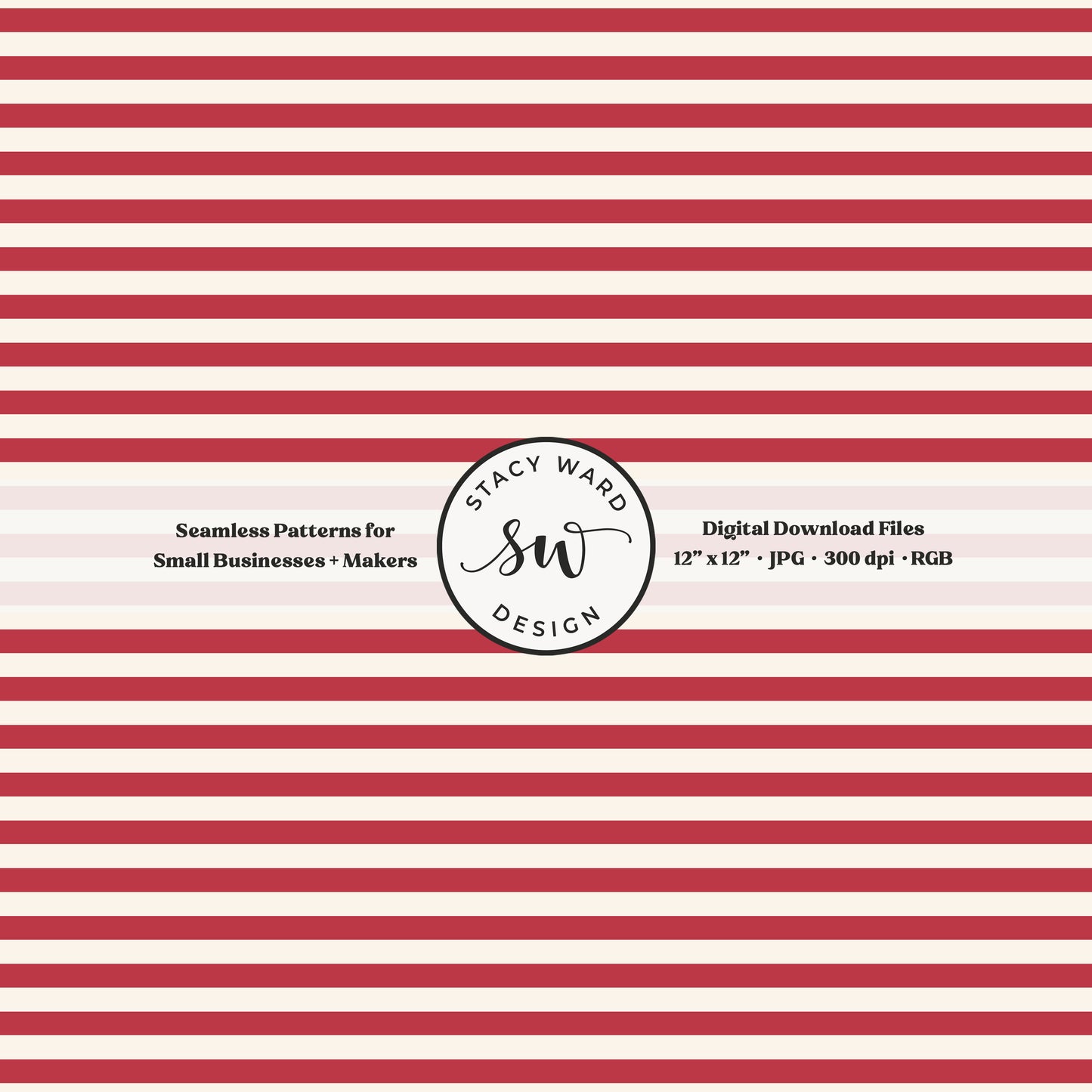 Classic 1/4" stripes seamless pattern in scarlet red on cream small scale horizontal lines blender pattern for fabric printing