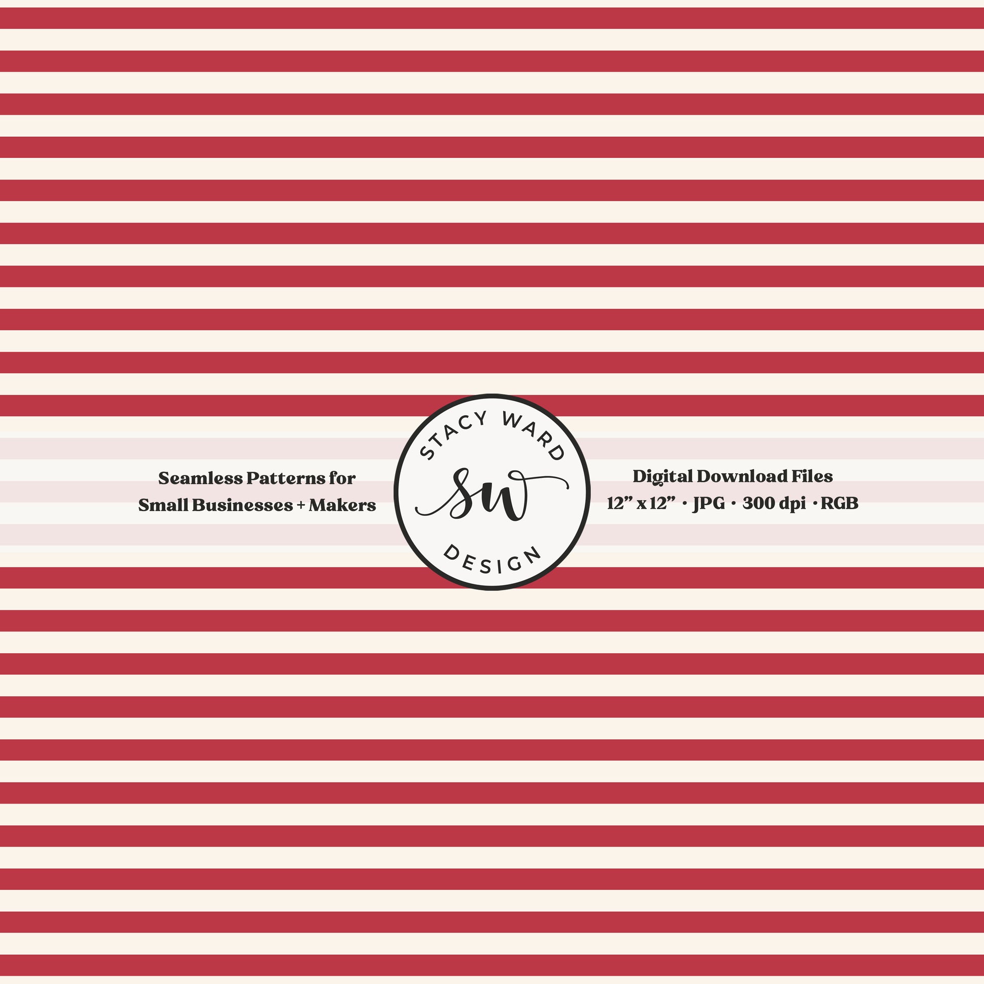 Classic 1/4" stripes seamless pattern in scarlet red on cream small scale horizontal lines blender pattern for fabric printing