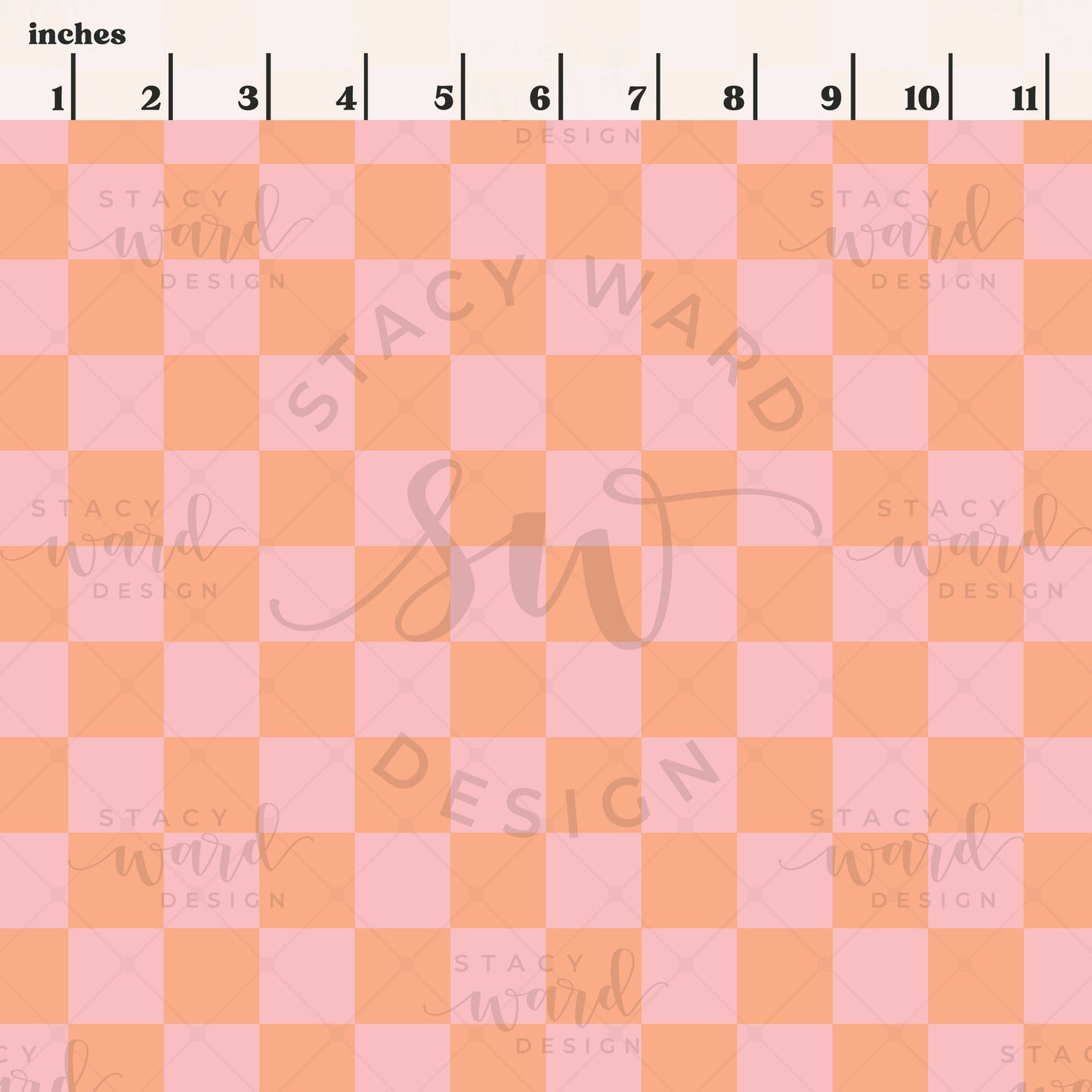 Scale reference for checkerboard seamless pattern showing repeat size in inches