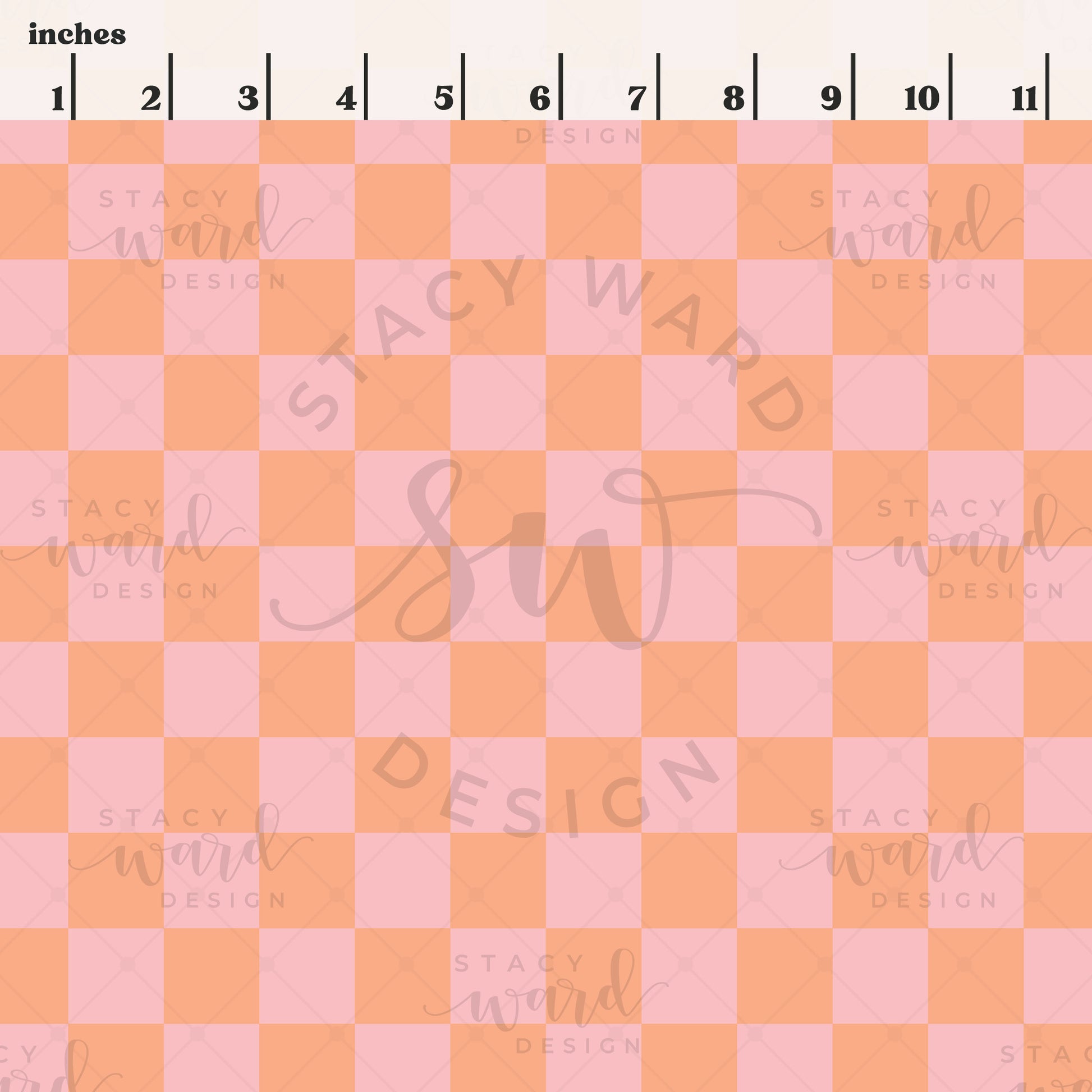 Scale reference for checkerboard seamless pattern showing repeat size in inches