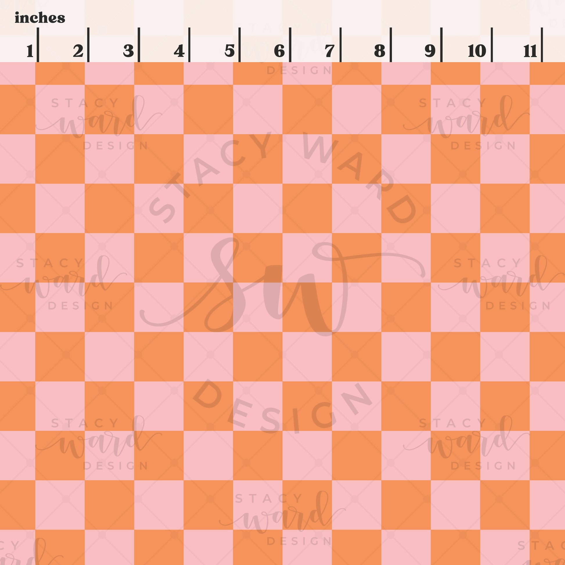 Scale reference for checkerboard seamless pattern showing repeat size in inches
