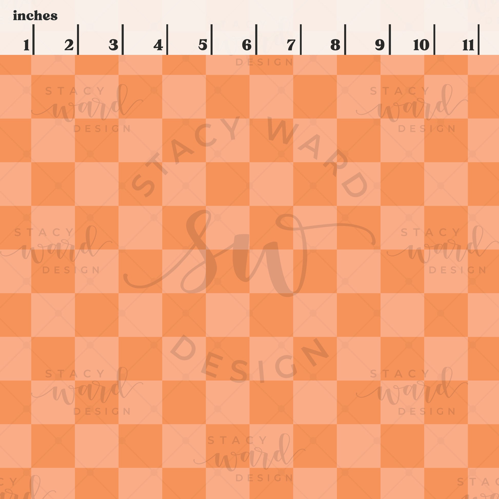 Scale reference for checkerboard seamless pattern showing repeat size in inches