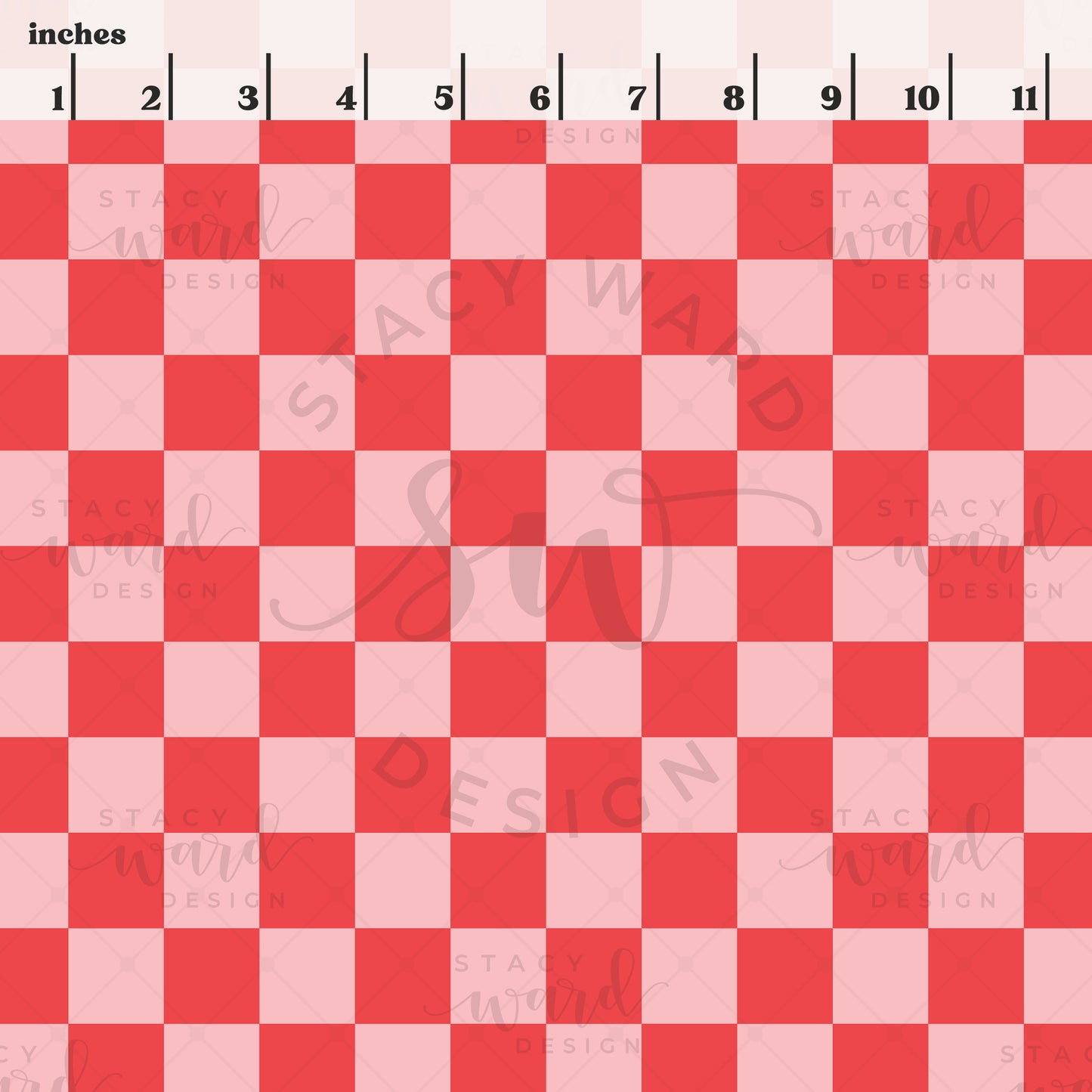 Scale reference for checkerboard seamless pattern showing repeat size in inches