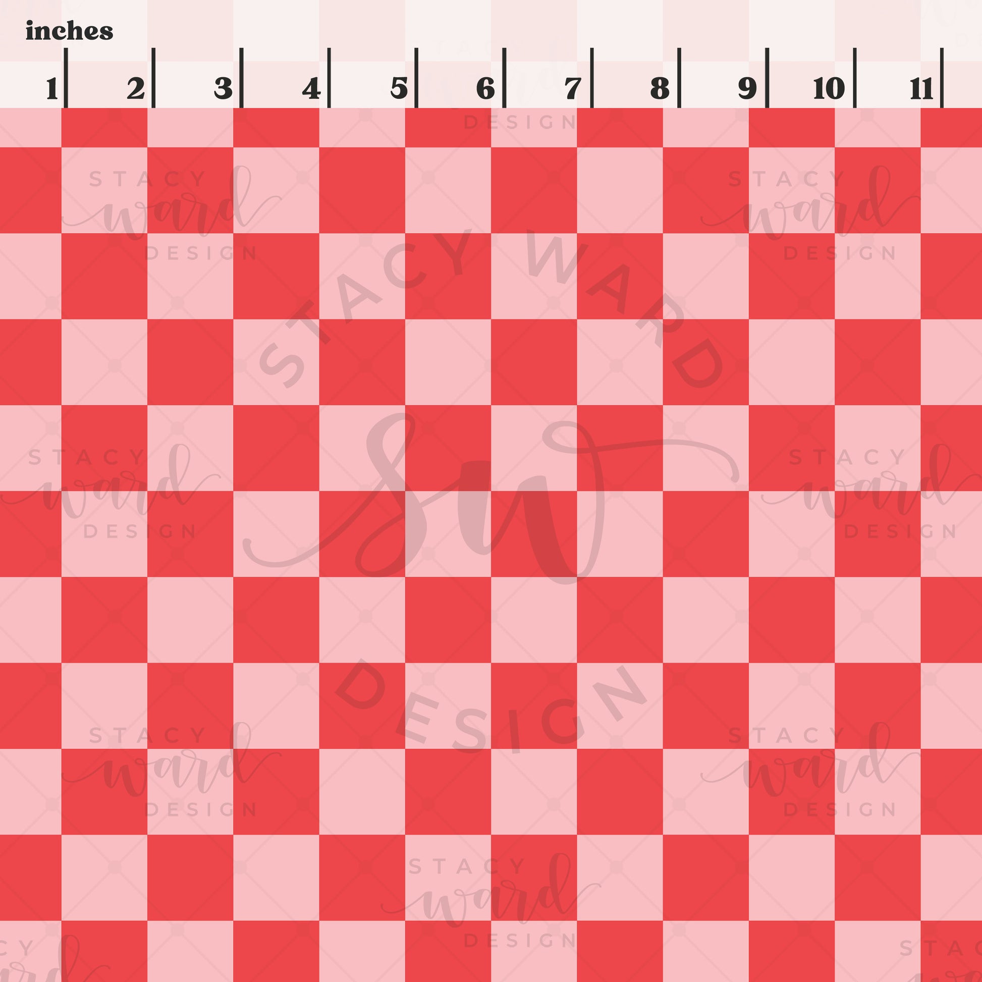 Scale reference for checkerboard seamless pattern showing repeat size in inches