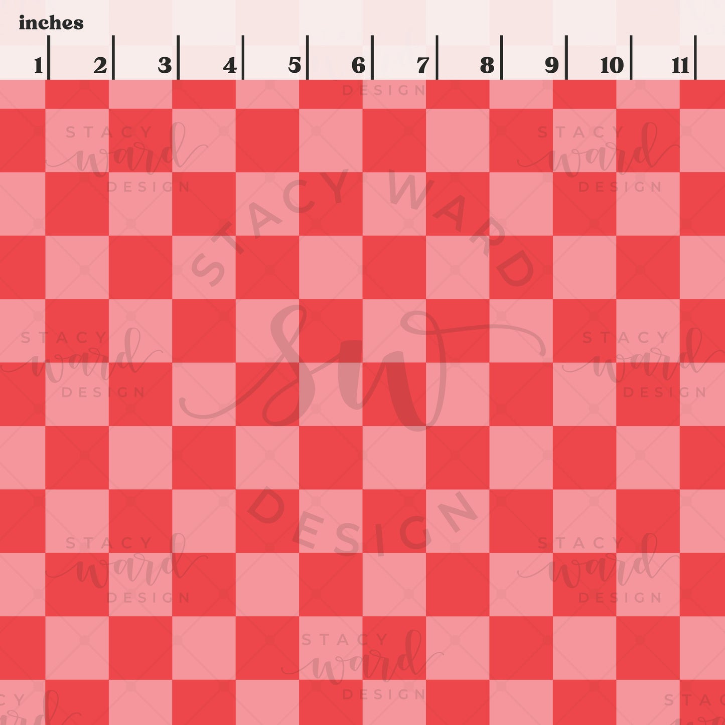 Scale reference for checkerboard seamless pattern showing repeat size in inches