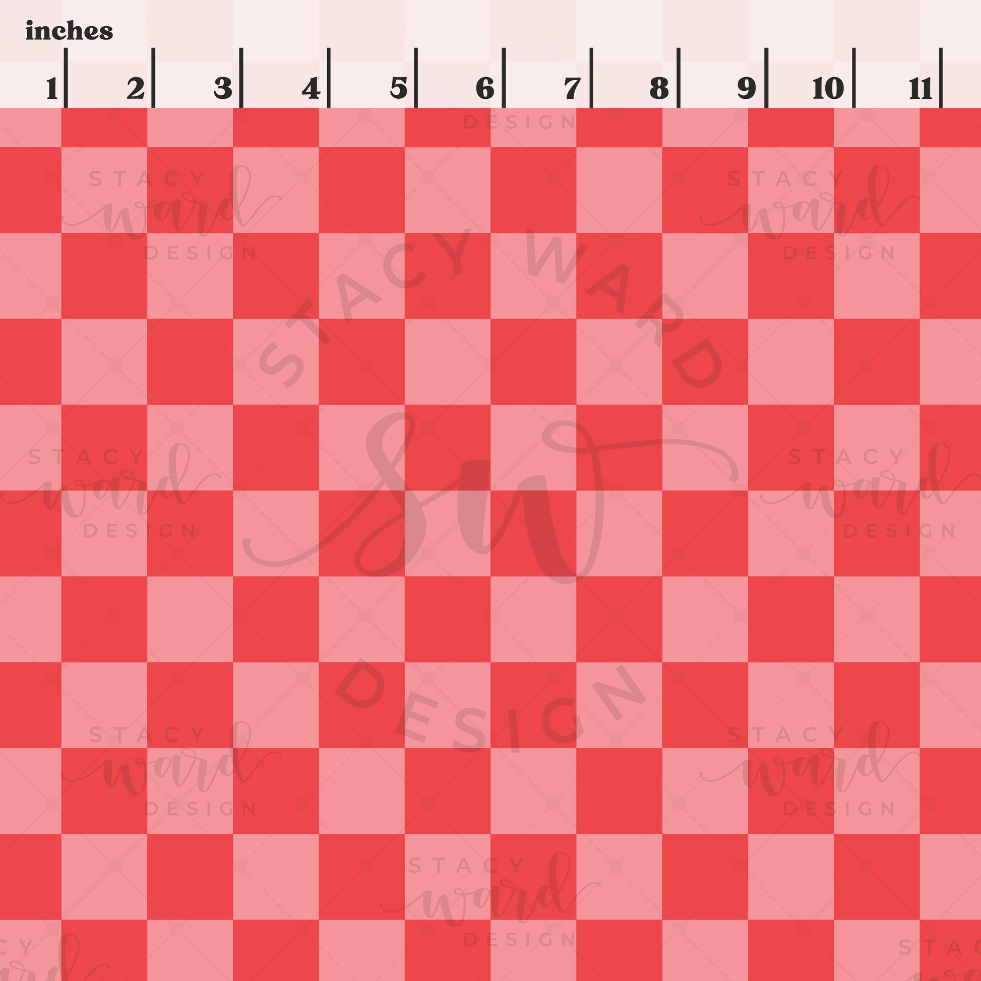 Scale reference for checkerboard seamless pattern showing repeat size in inches