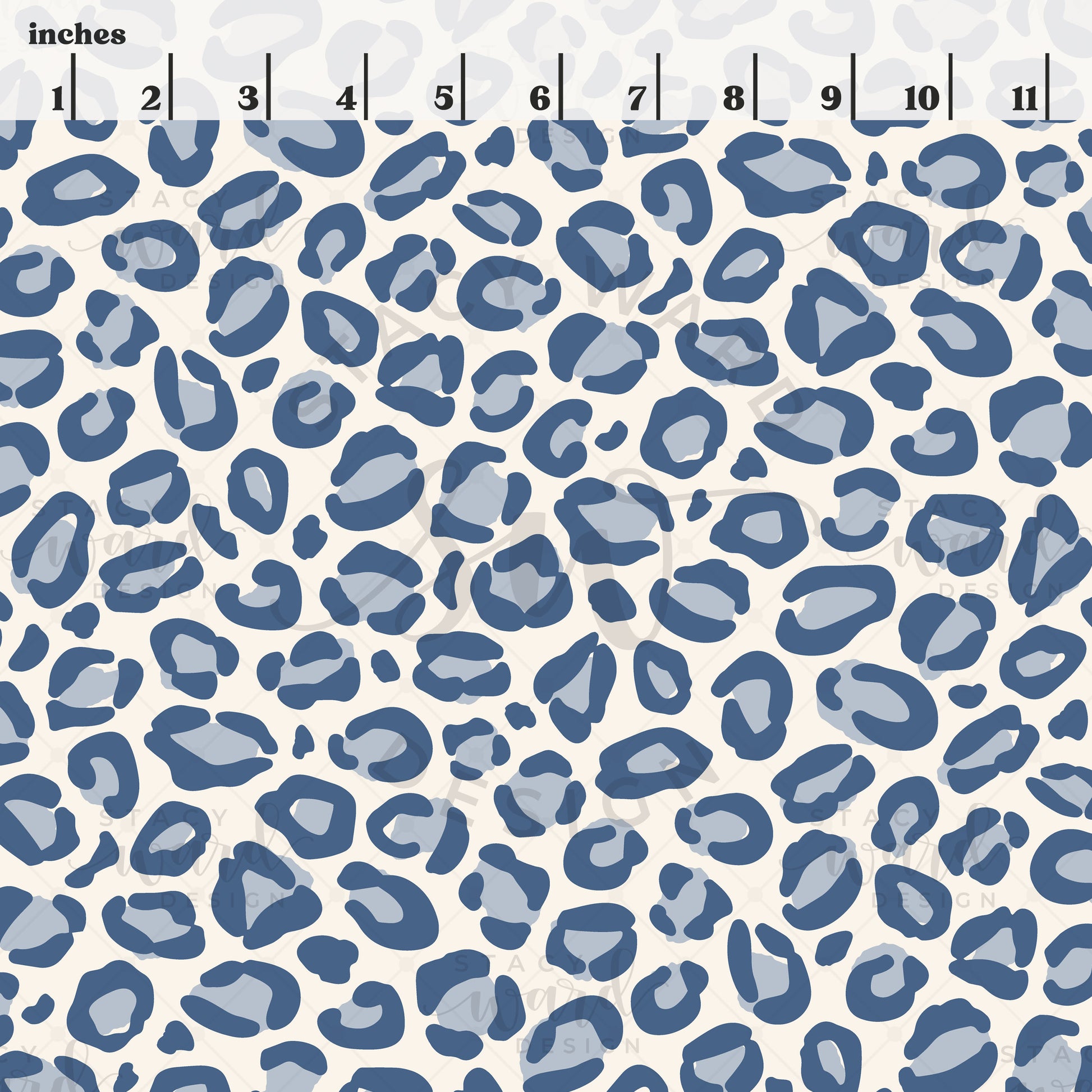Scale reference for leopard print seamless pattern showing repeat size in inches