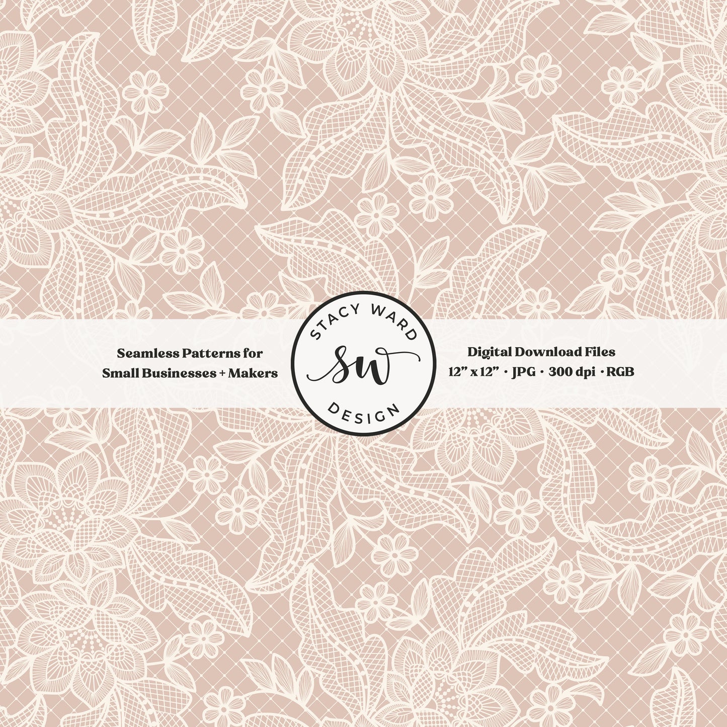 Coquette floral lace seamless pattern in vintage cream on whimsical blush pink bandana handkerchief inspired faux lacework