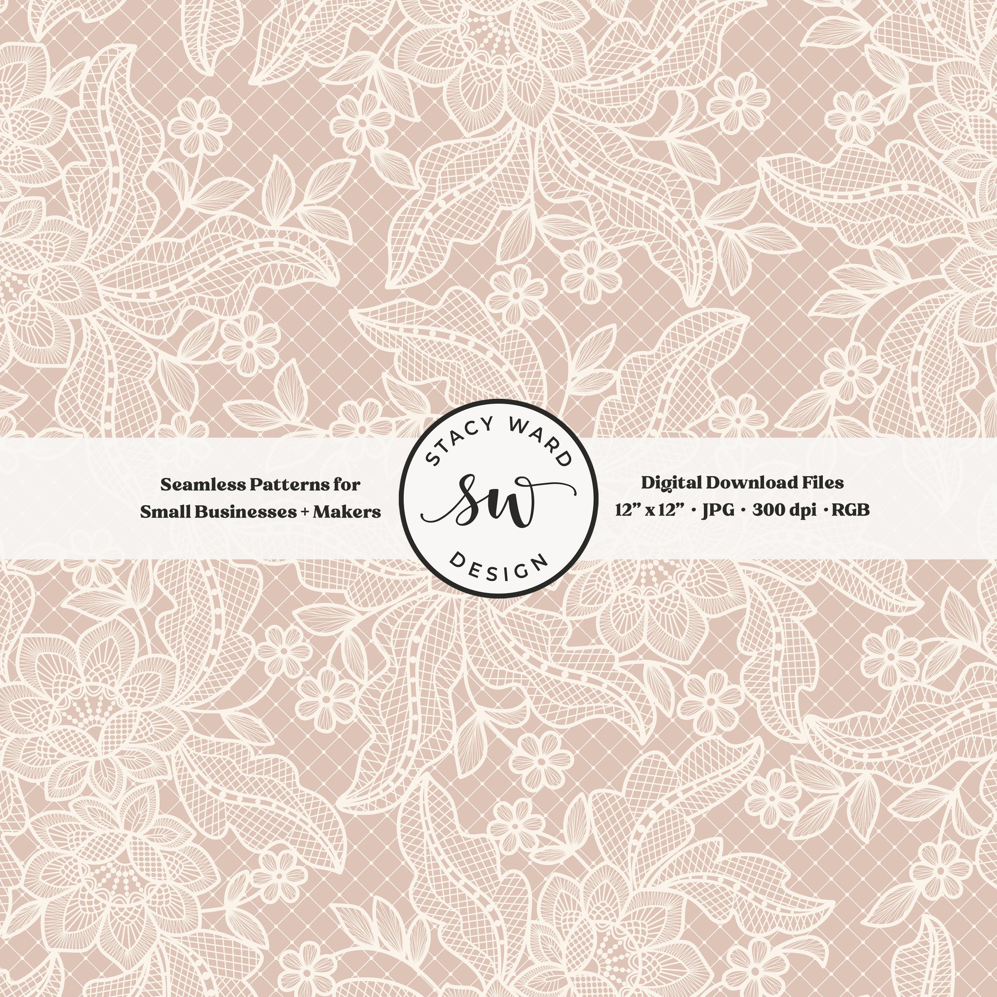 Coquette floral lace seamless pattern in vintage cream on whimsical blush pink bandana handkerchief inspired faux lacework