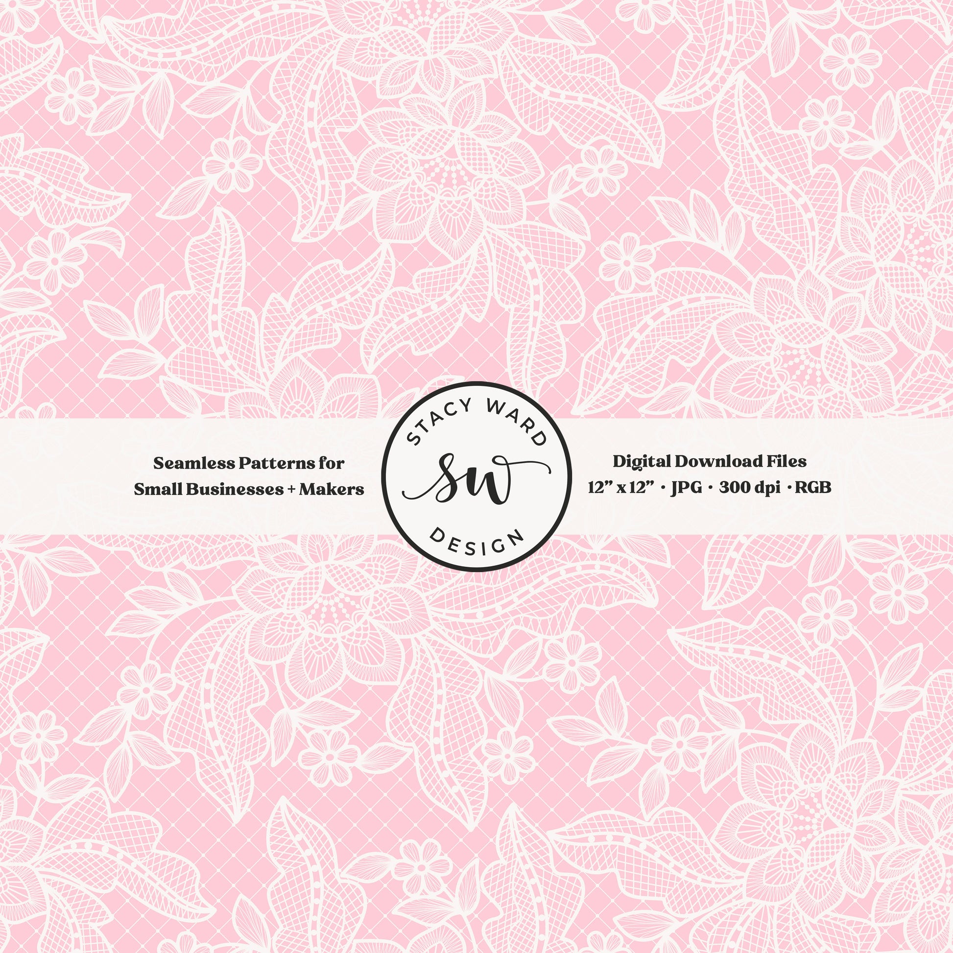 Coquette floral lace seamless pattern in vintage off white on soft pink bandana handkerchief inspired faux lacework