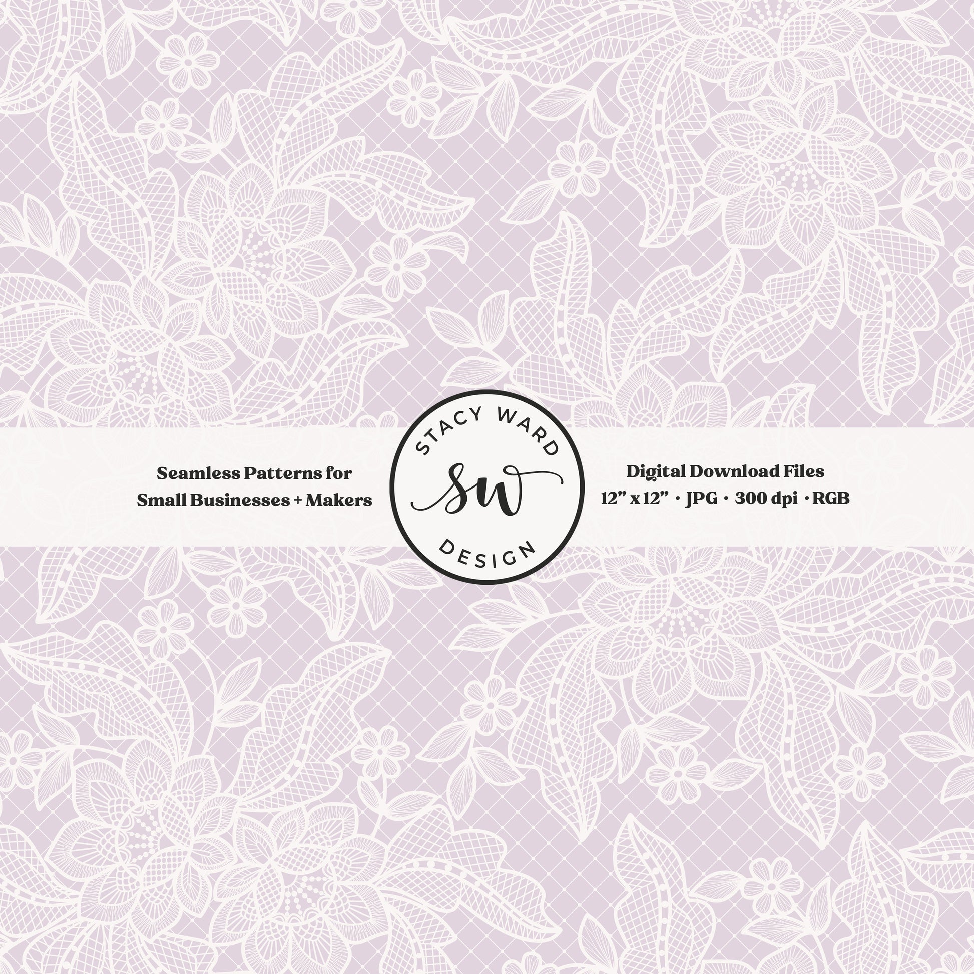 Coquette floral lace seamless pattern in vintage off white on light pastel purple bandana handkerchief inspired faux lacework