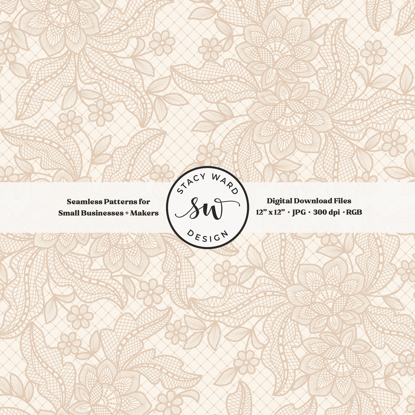 Granny Chic faux lacework seamless pattern in timeless warm beige on cream romantic regencycore floral lace
