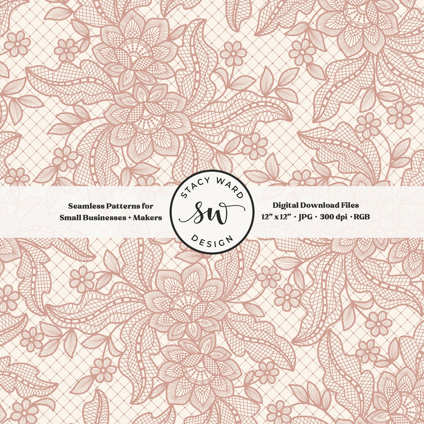 Granny Chic faux lacework seamless pattern in boho dusty rose on cream romantic regencycore floral lace