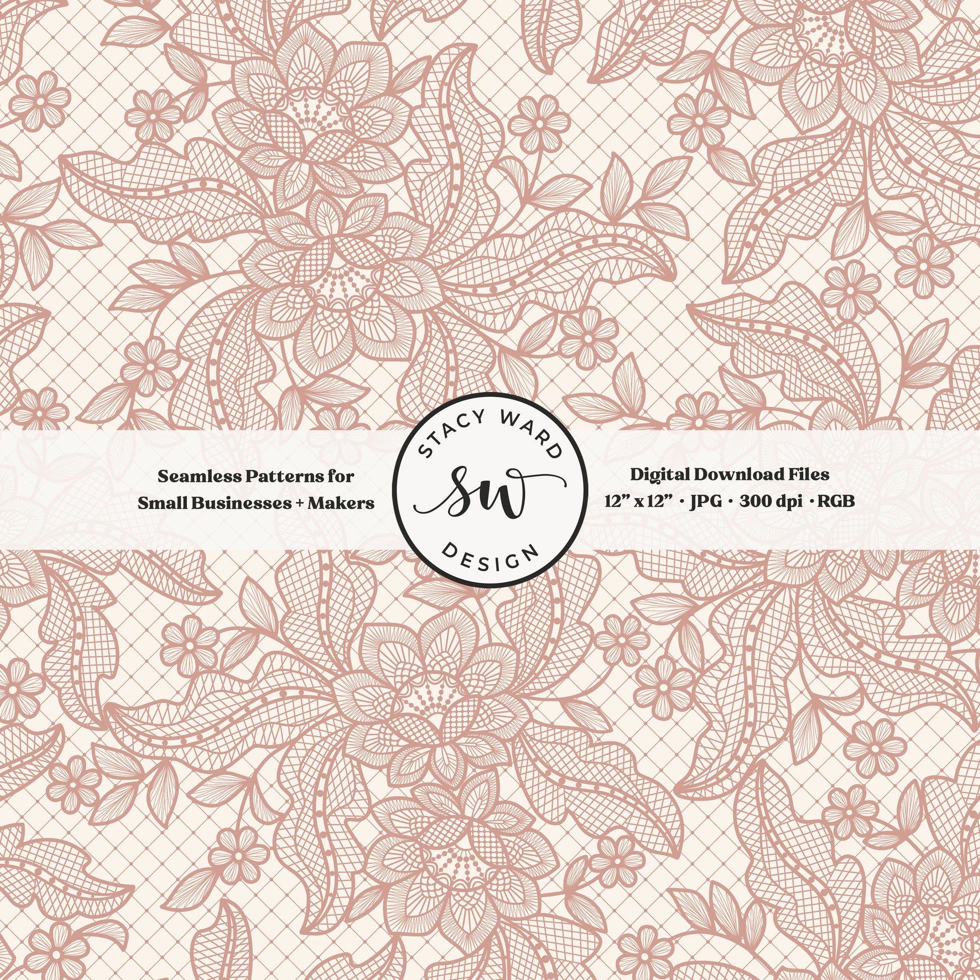 Granny Chic faux lacework seamless pattern in boho dusty rose on cream romantic regencycore floral lace