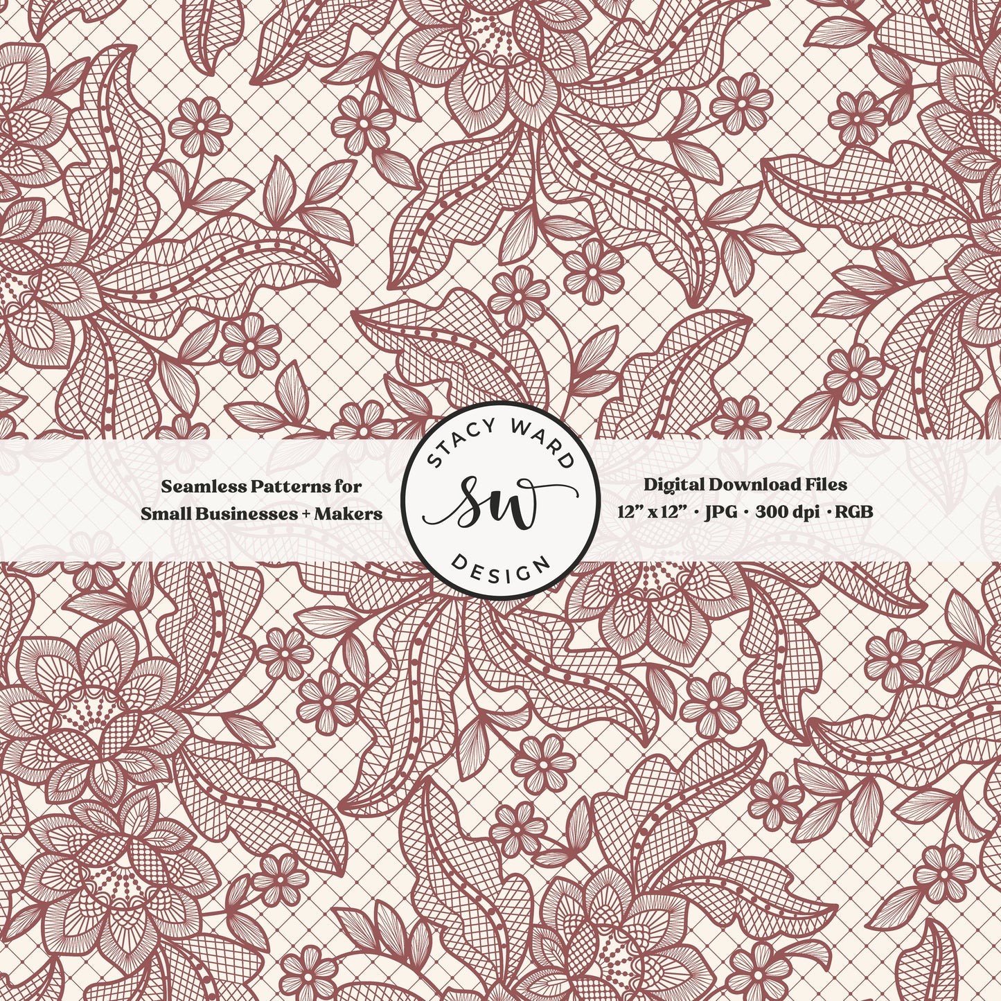 Granny Chic faux lacework seamless pattern in romantic rose taupe on cream romantic regencycore floral lace