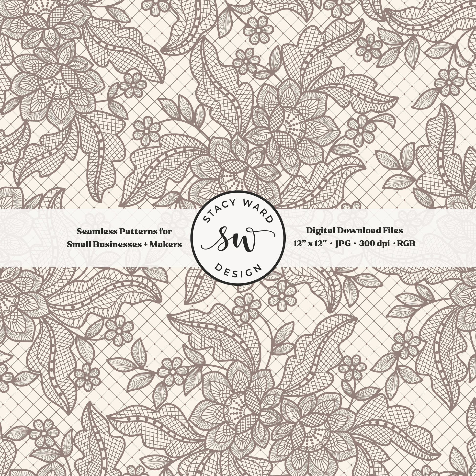Granny Chic faux lacework seamless pattern in earth tone taupe greige on cream romantic regencycore floral lace