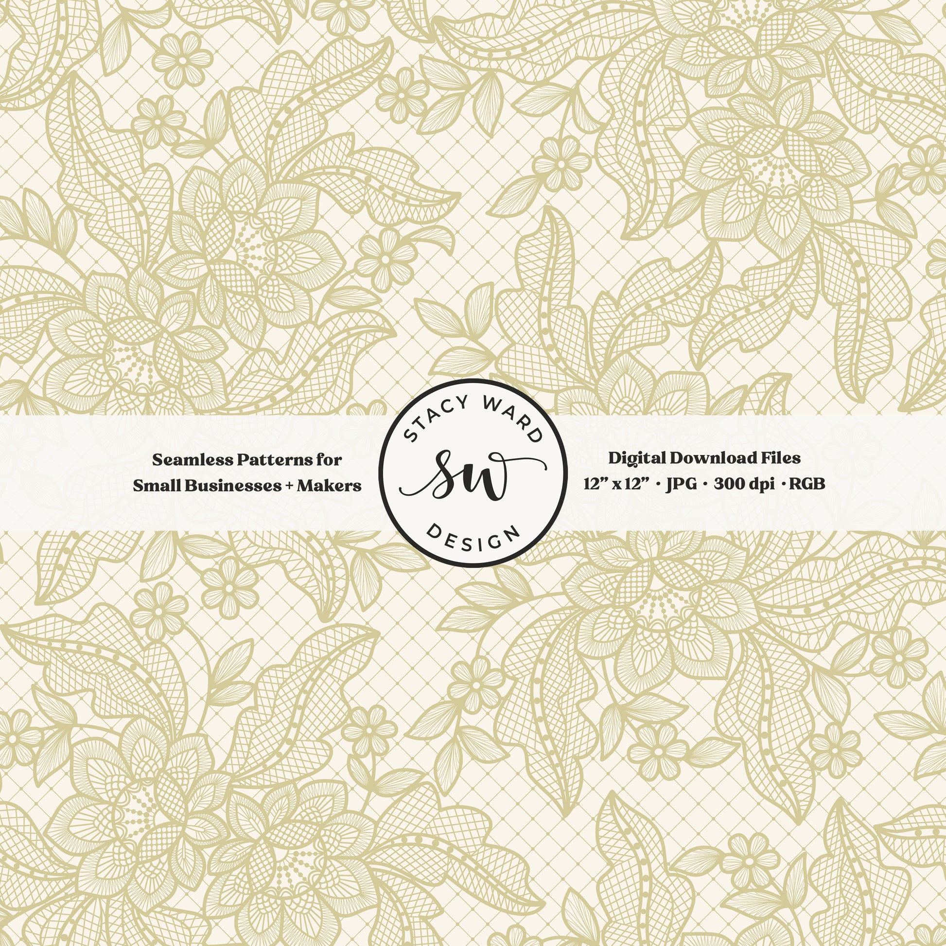 Granny Chic faux lacework seamless pattern in vintage chartreuse on cream romantic regencycore floral lace