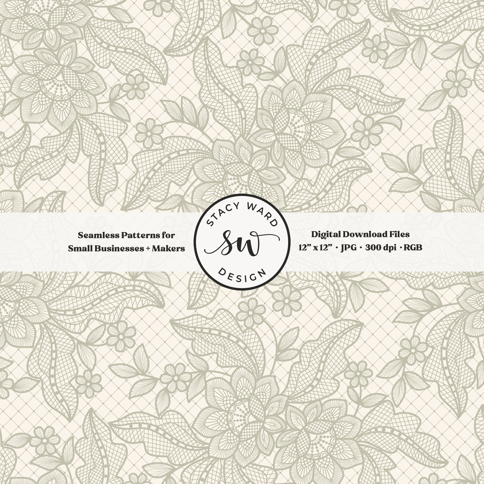 Granny Chic faux lacework seamless pattern in soft sage green on cream romantic regencycore floral lace