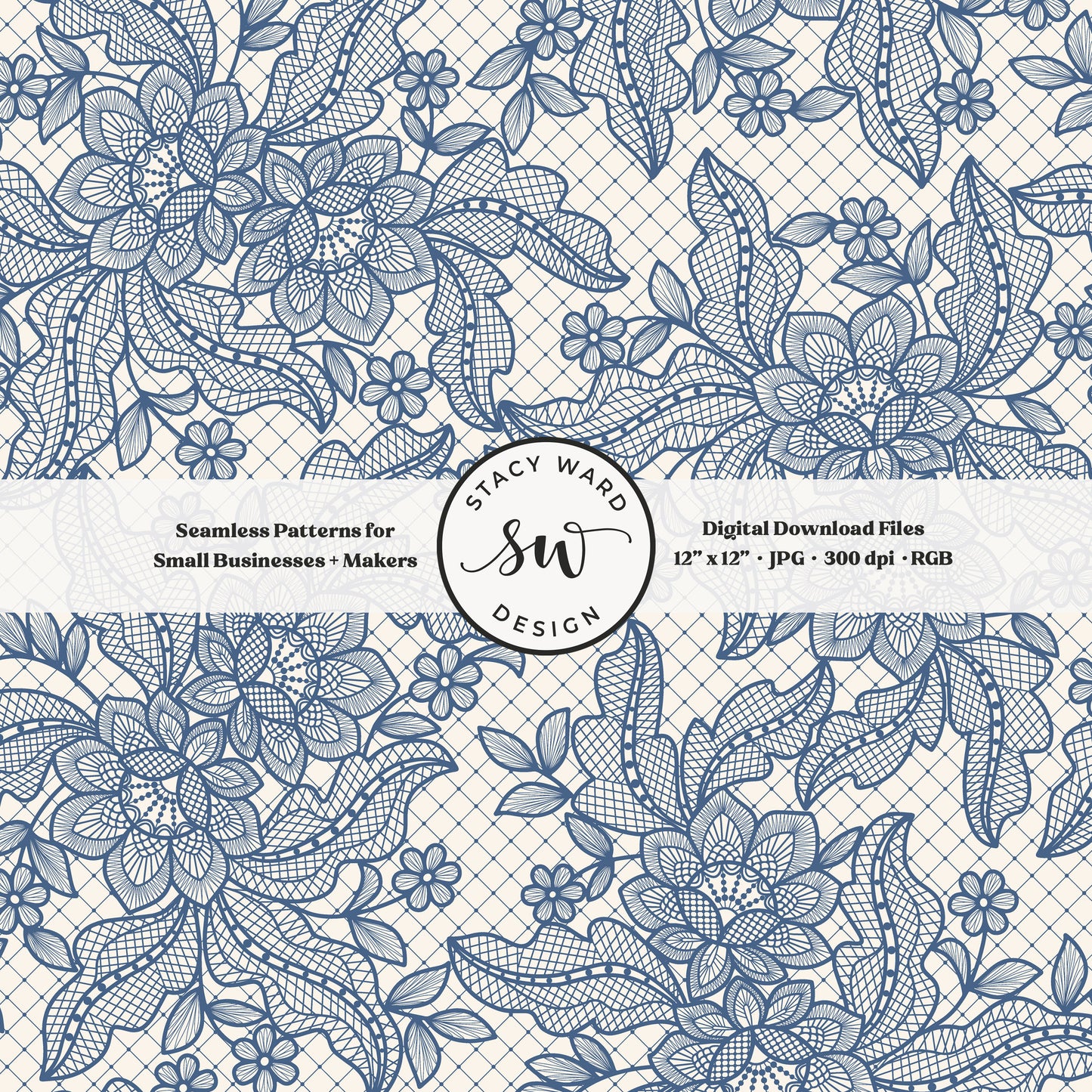Granny Chic faux lacework seamless pattern in retro teal blue on cream romantic regencycore floral lace