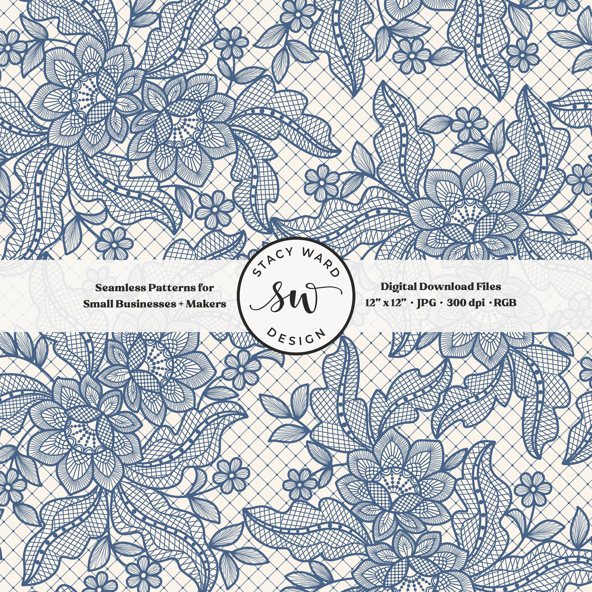 Granny Chic faux lacework seamless pattern in retro teal blue on cream romantic regencycore floral lace