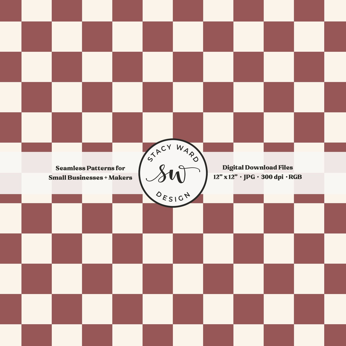 Traditional checked seamless pattern in bold burgundy wine and cream classic cottagecore checkered