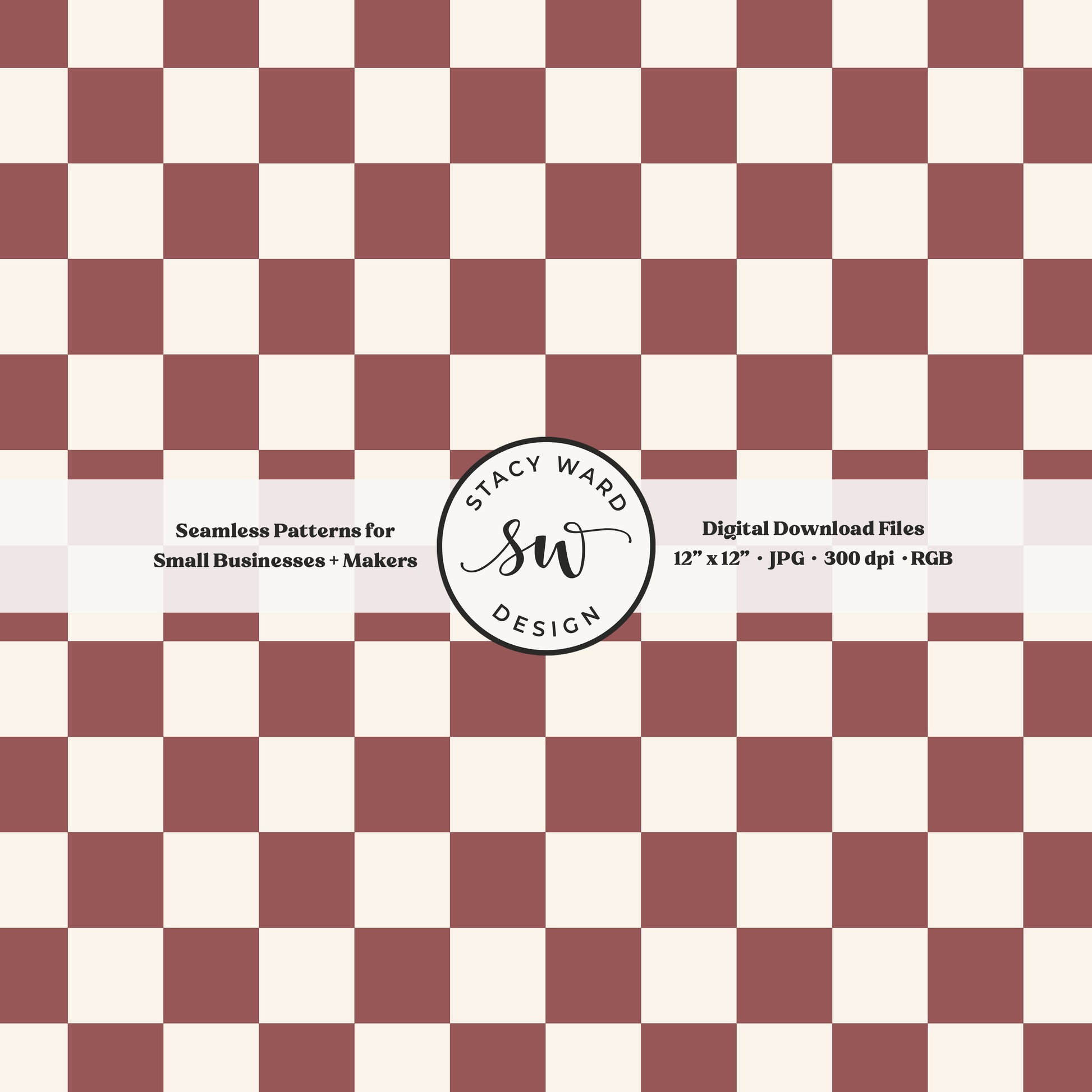 Traditional checked seamless pattern in bold burgundy wine and cream classic cottagecore checkered