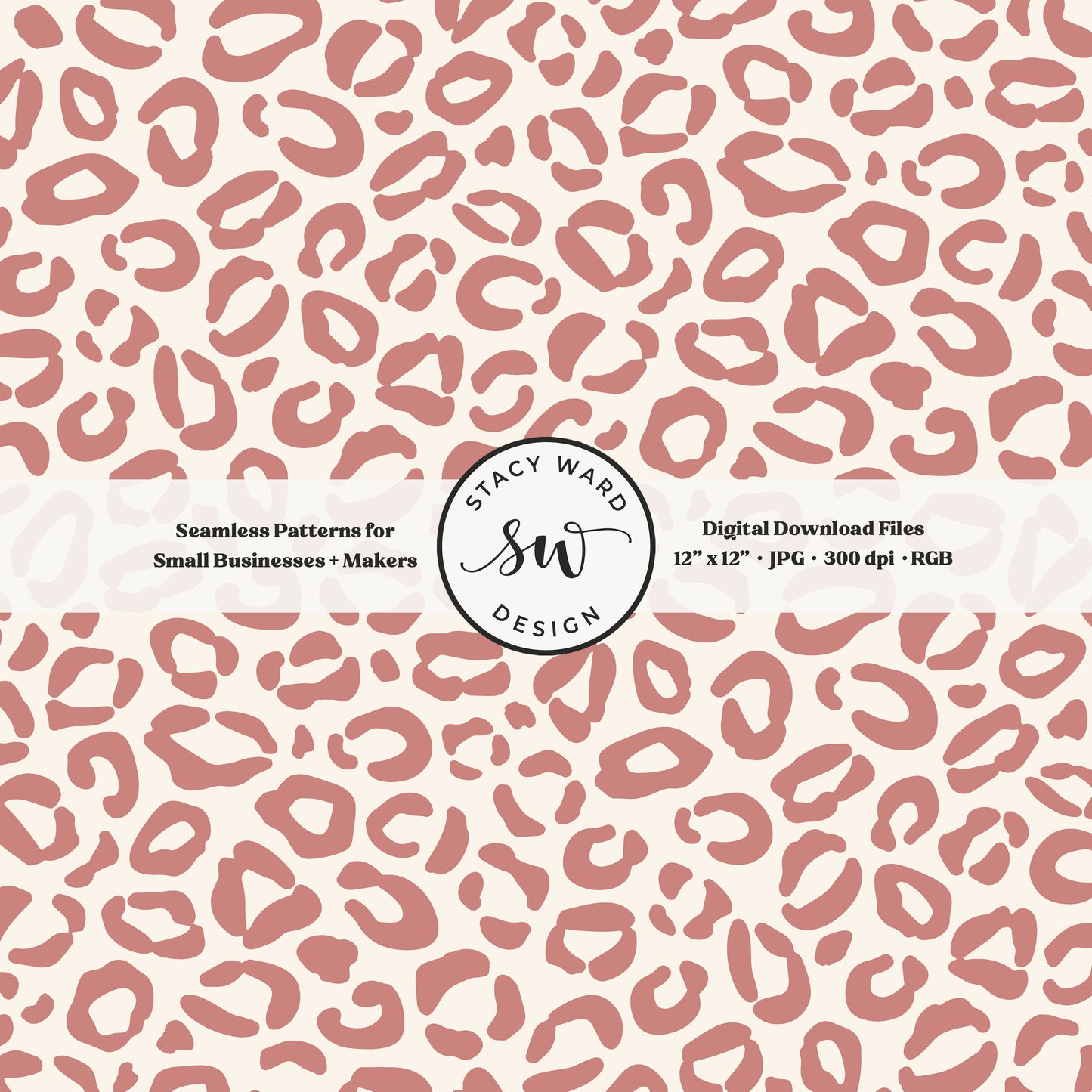 Hand drawn leopard print seamless pattern in girly antique pink on cream whimsical boho animal spots
