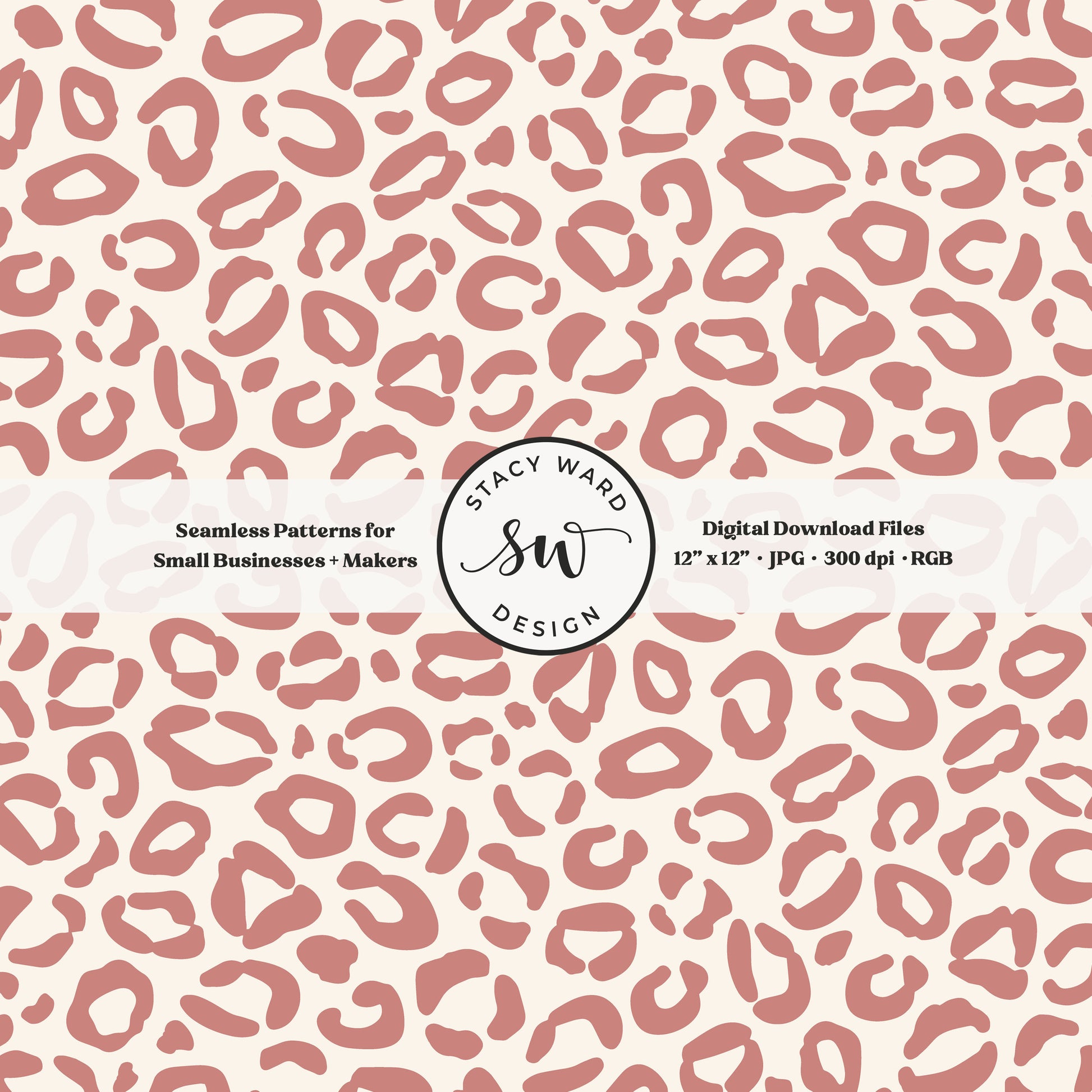 Hand drawn leopard print seamless pattern in girly antique pink on cream whimsical boho animal spots