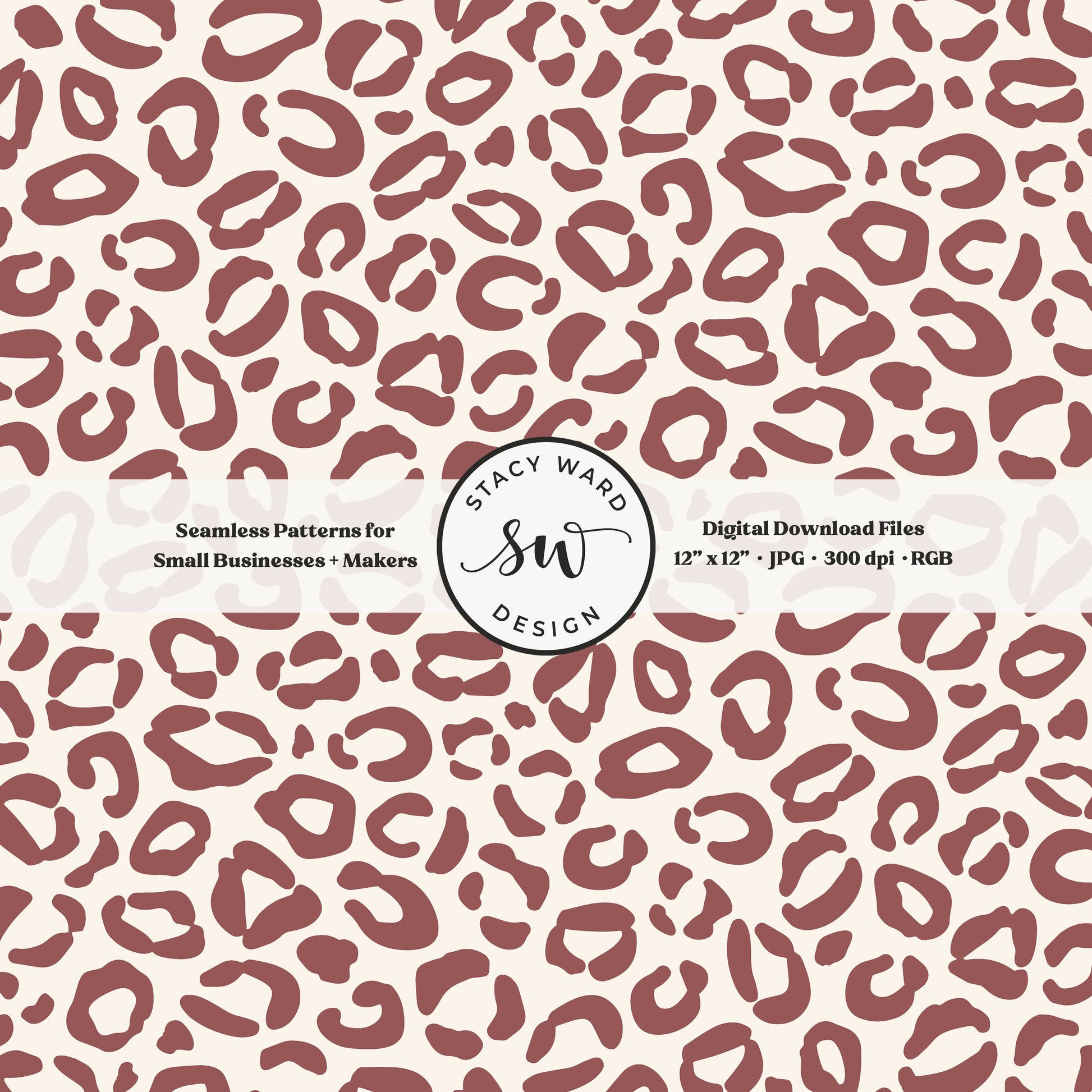 Hand drawn leopard print seamless pattern in bold burgundy wine on cream whimsical boho animal spots