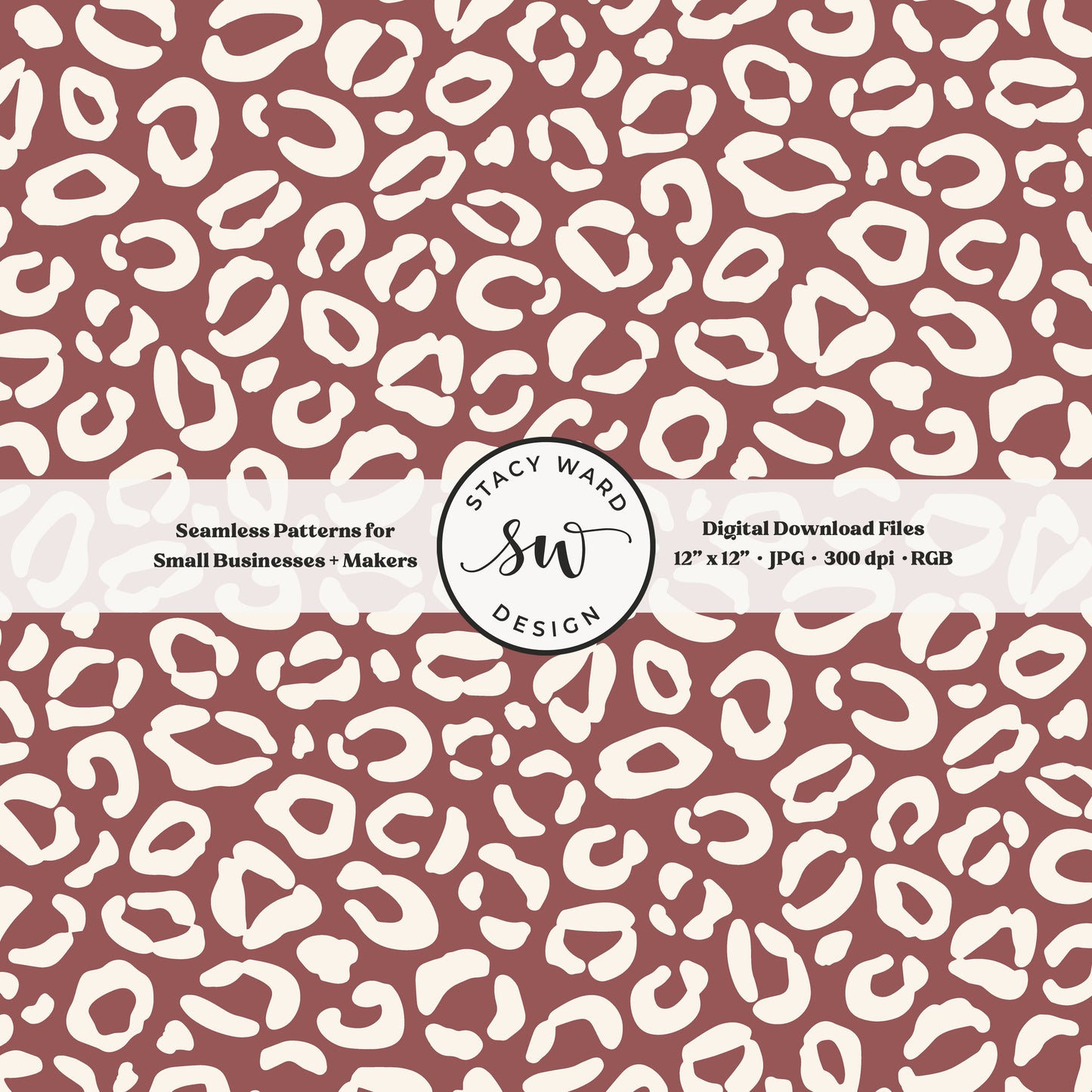 Cheetah print seamless fabric design for commercial use, off white ivory on bold burgundy wine, whimsical boho leopard skin