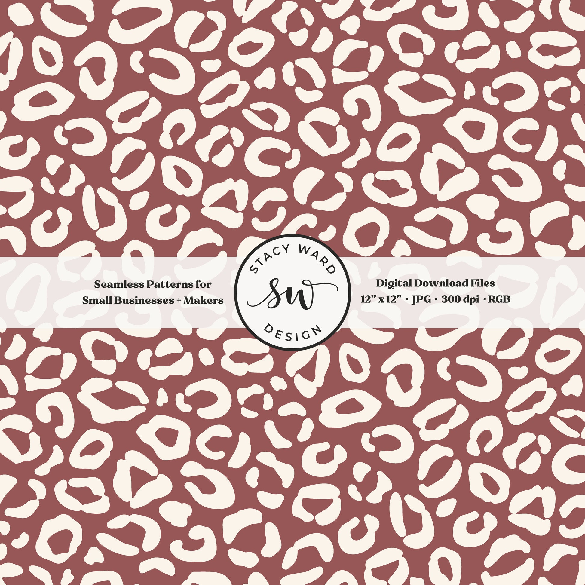 Cheetah print seamless fabric design for commercial use, off white ivory on bold burgundy wine, whimsical boho leopard skin
