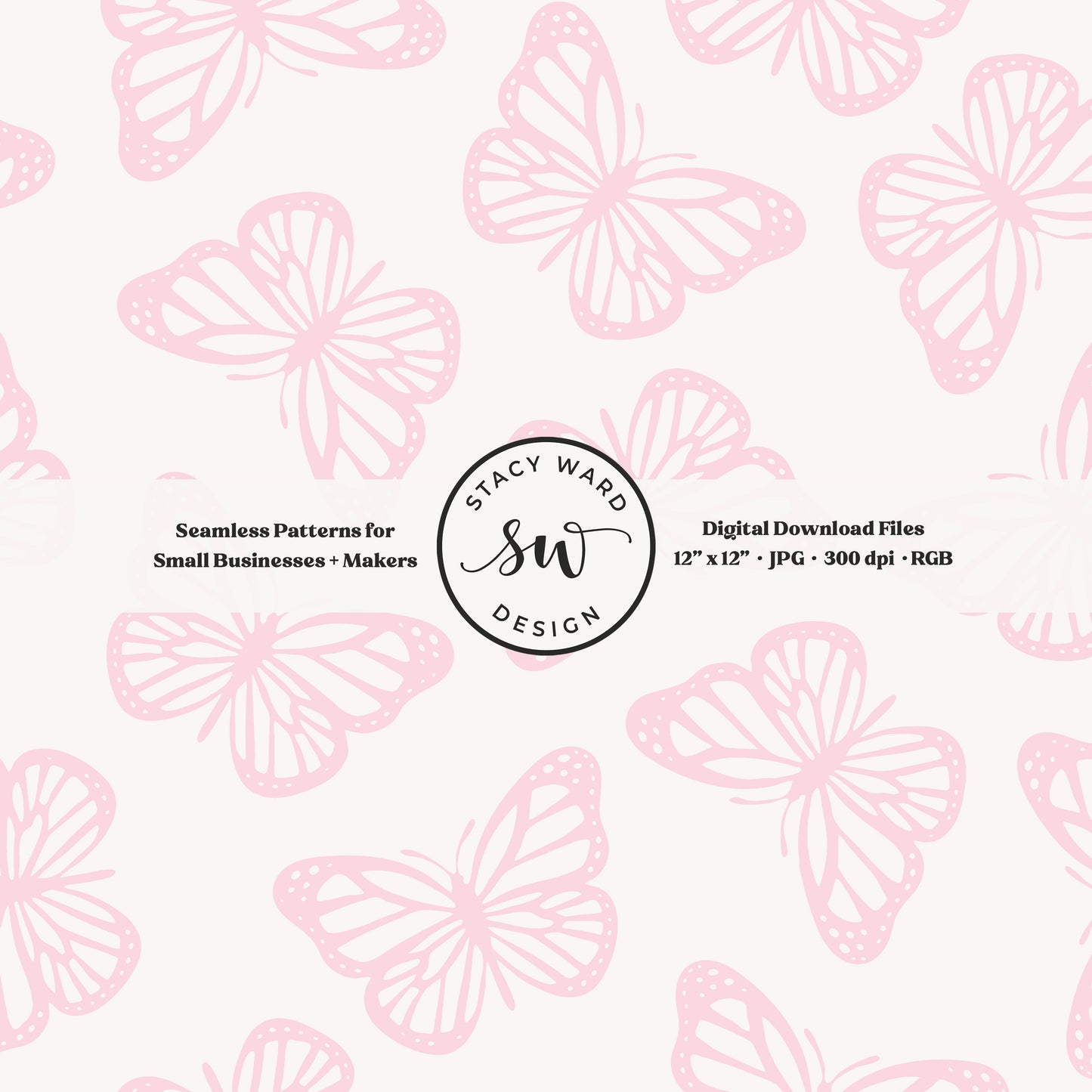 Simple butterfly seamless pattern in feminine whisper blush pink on off white sweet minimalist butterflies