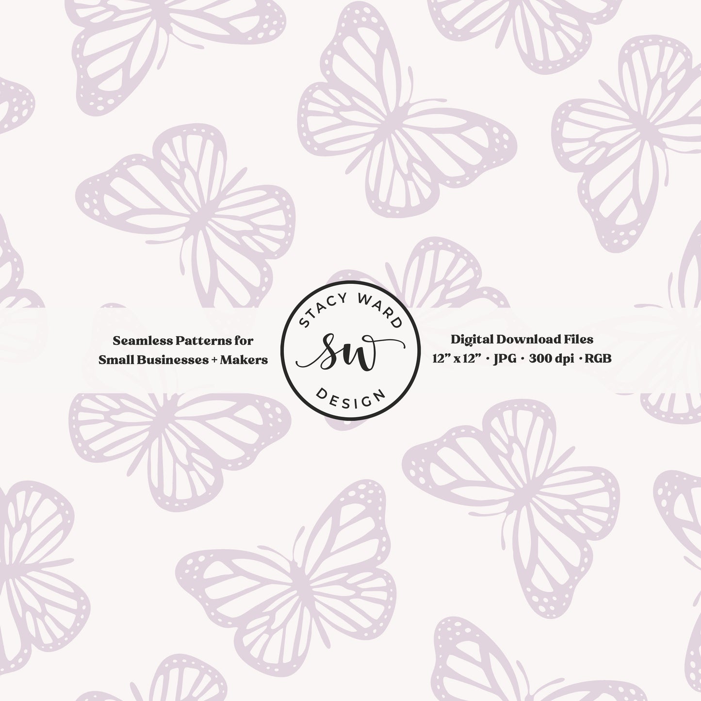 Simple butterfly seamless pattern in light soft lilac on off white whimsical minimalist butterflies