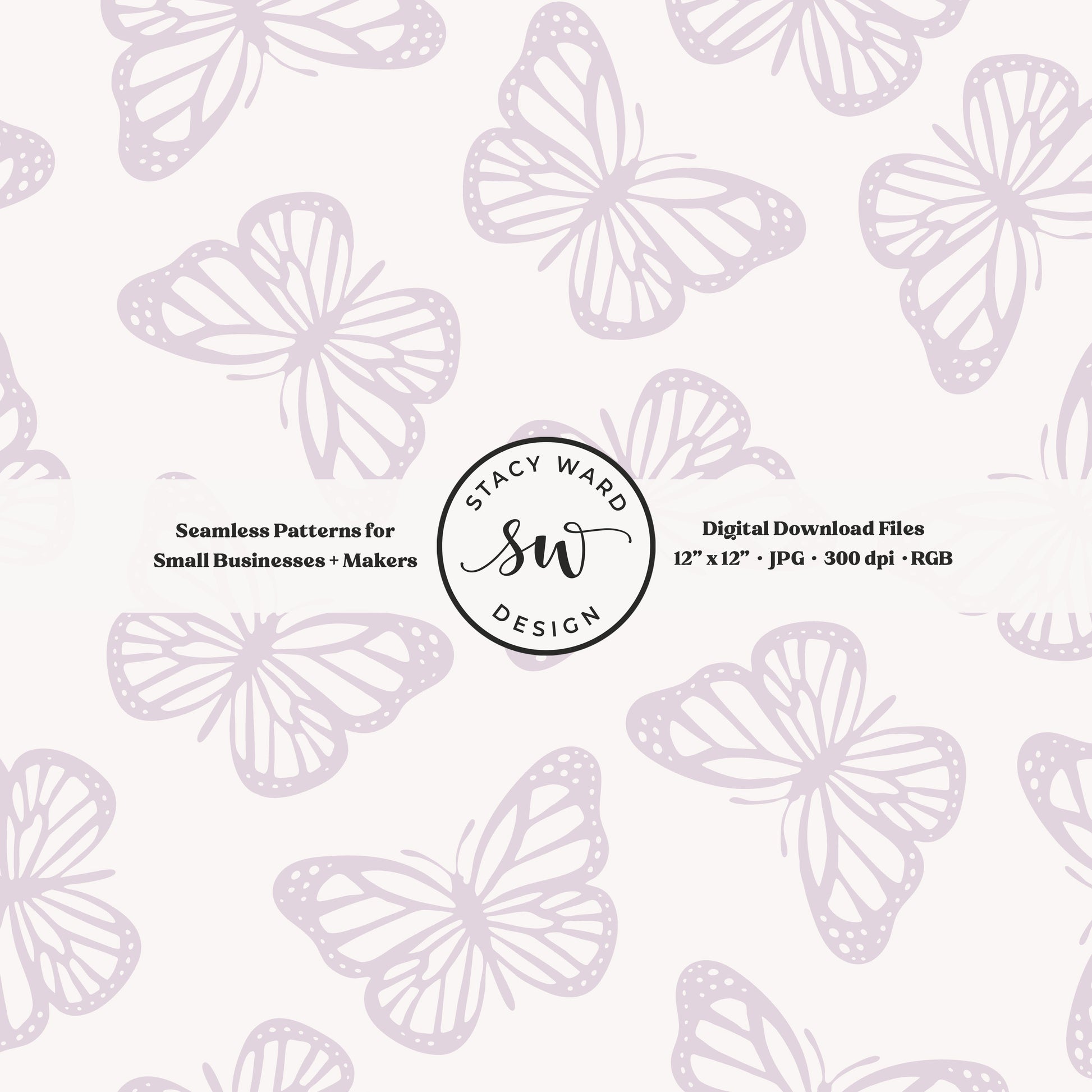 Simple butterfly seamless pattern in light soft lilac on off white whimsical minimalist butterflies