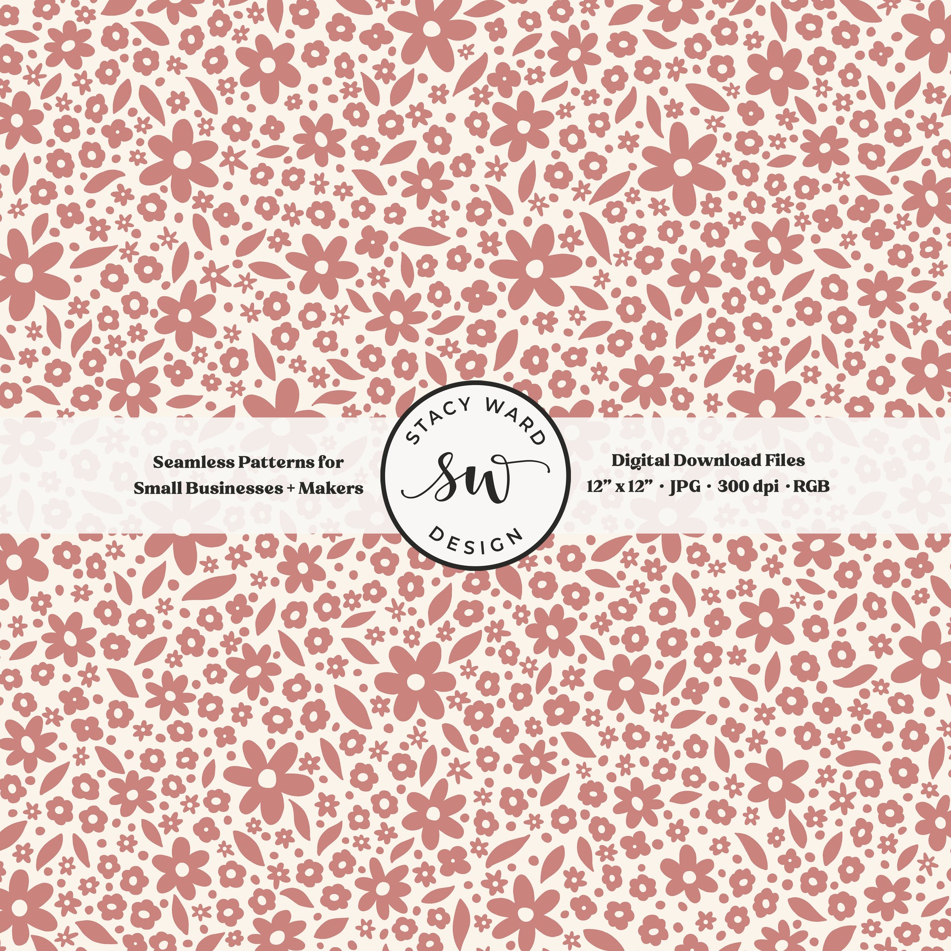 Hand drawn ditsy floral seamless pattern in girly antique pink on cream vintage cottagecore small dainty flowers