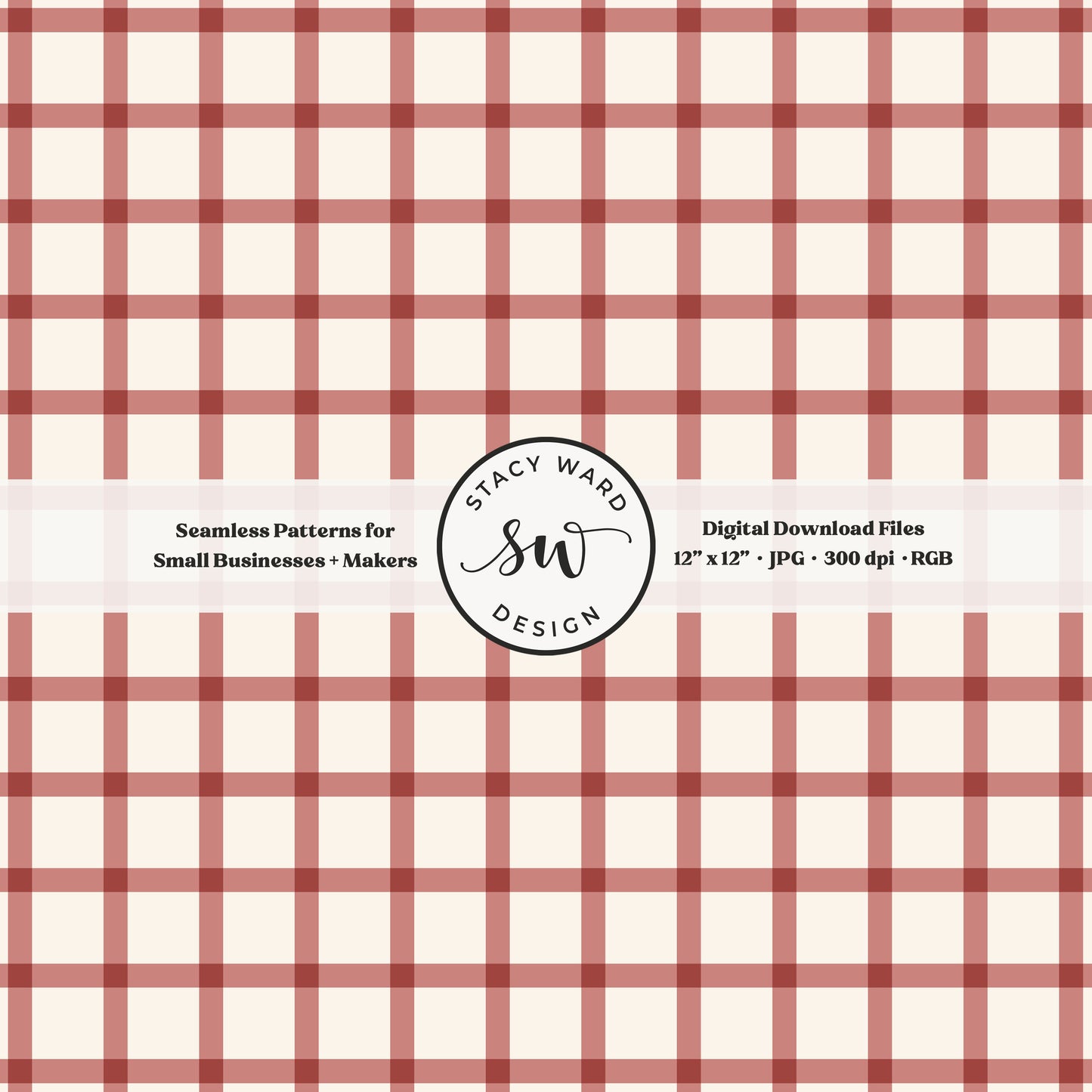 French windowpane gingham pattern in bold dusty rose and cream nostalgic vintage preppy vibes