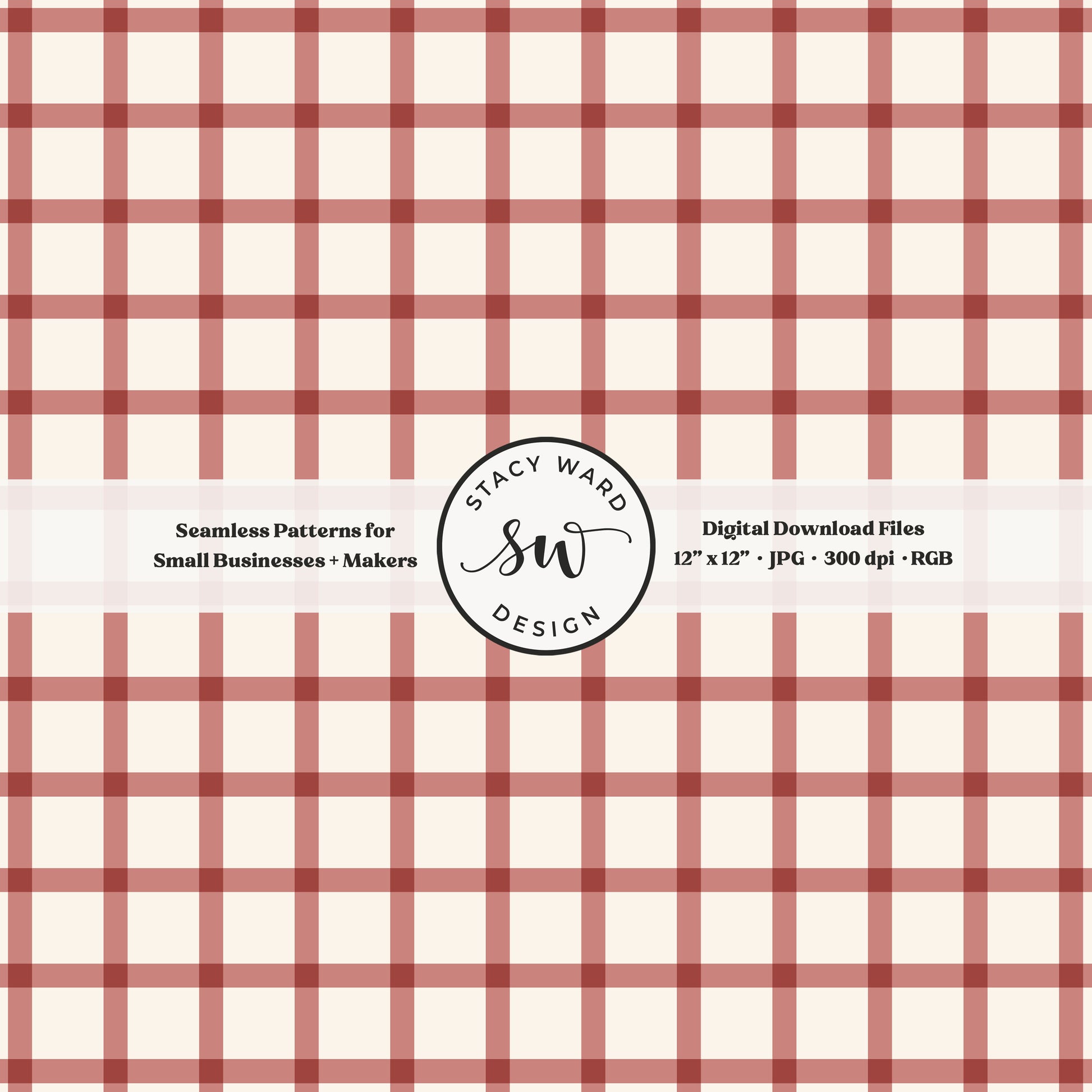 French windowpane gingham pattern in bold dusty rose and cream nostalgic vintage preppy vibes