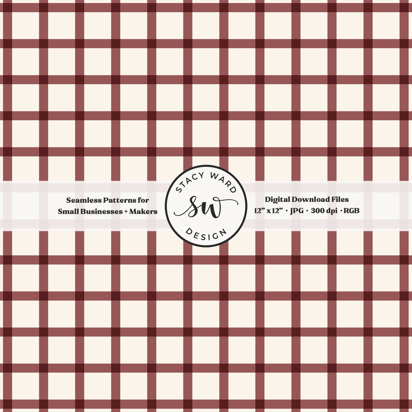 French windowpane gingham pattern in vintage burgundy wine and cream nostalgic vintage preppy vibes