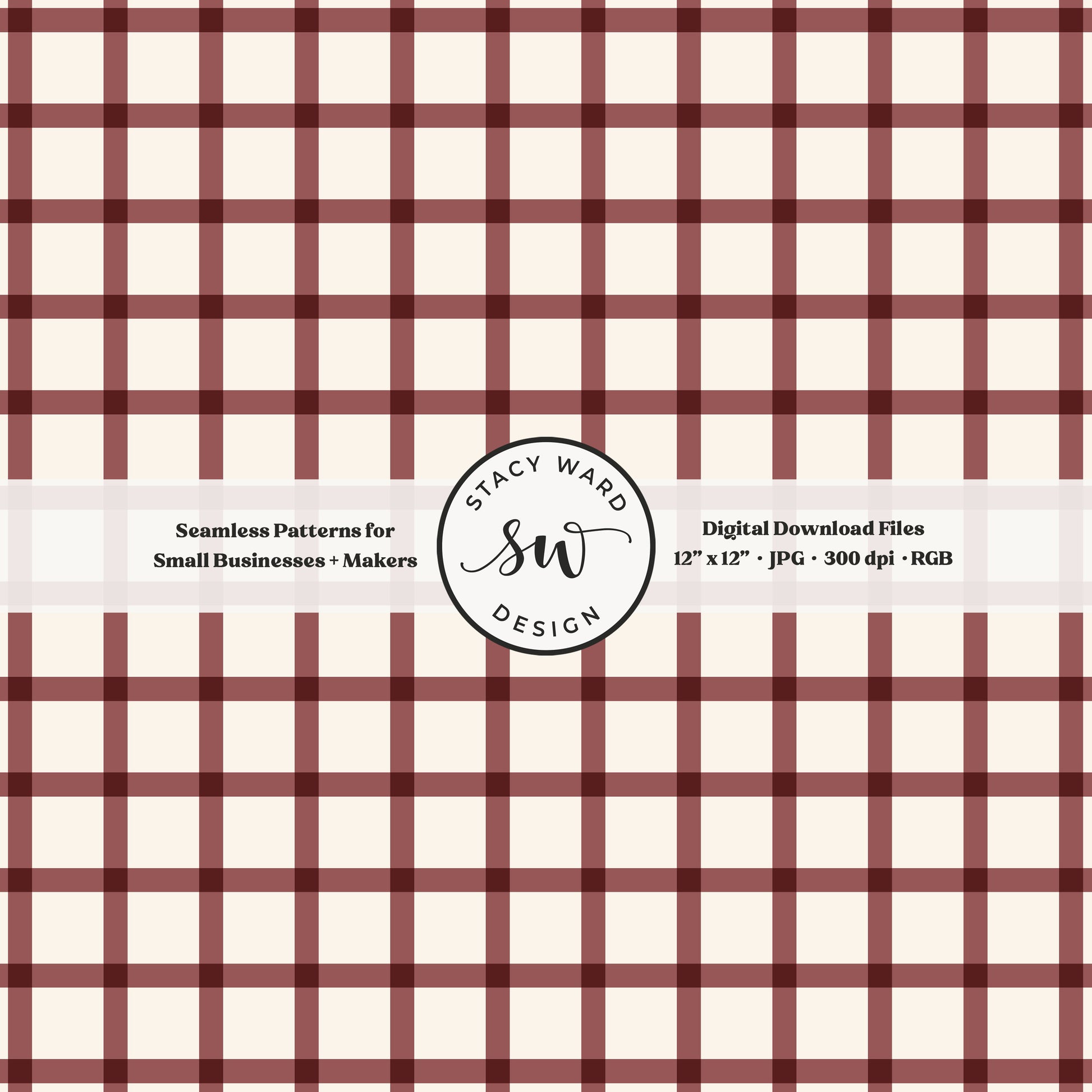 French windowpane gingham pattern in vintage burgundy wine and cream nostalgic vintage preppy vibes