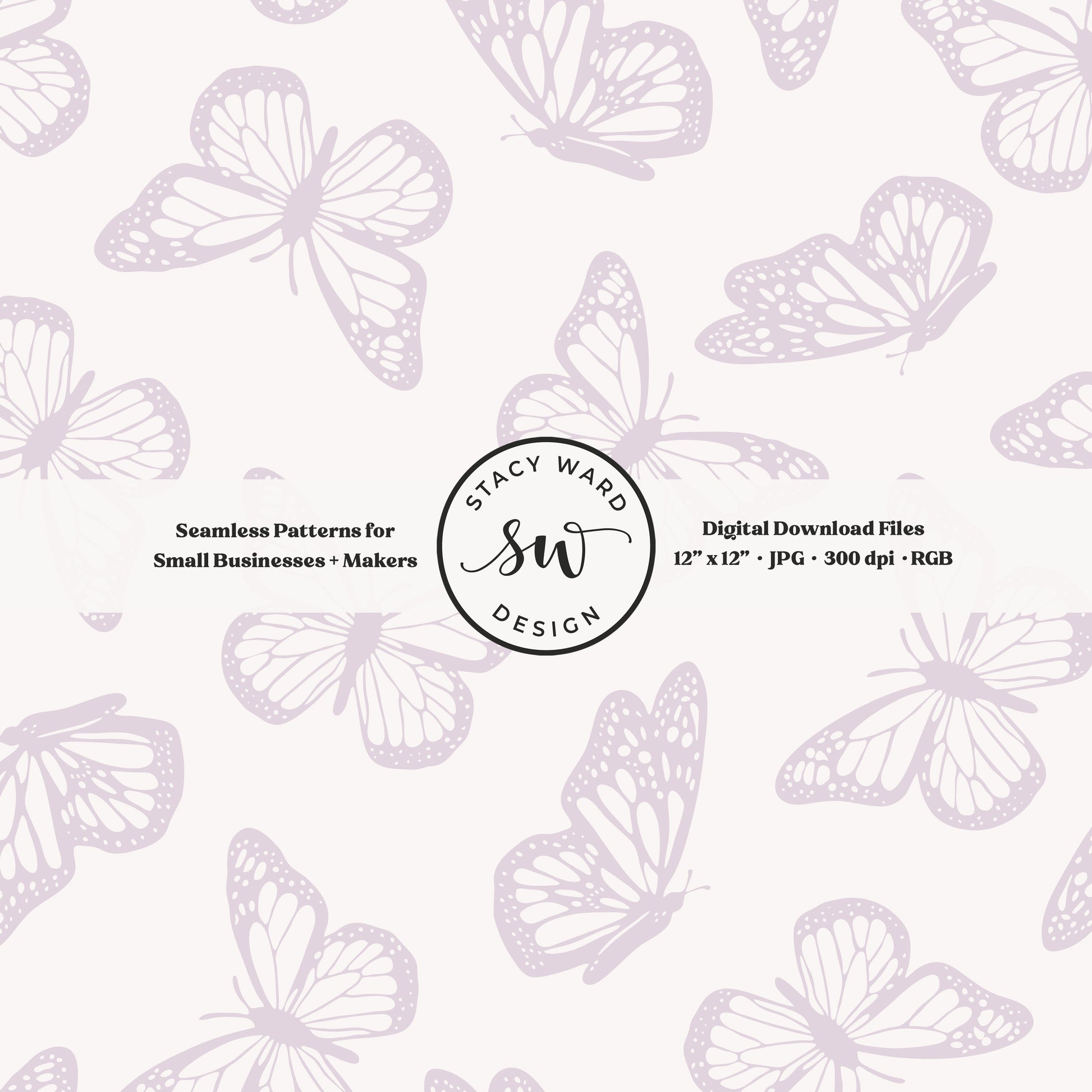 Vintage butterfly illustrations on a seamless pattern in light soft lilac on off white minimal monarch butterflies