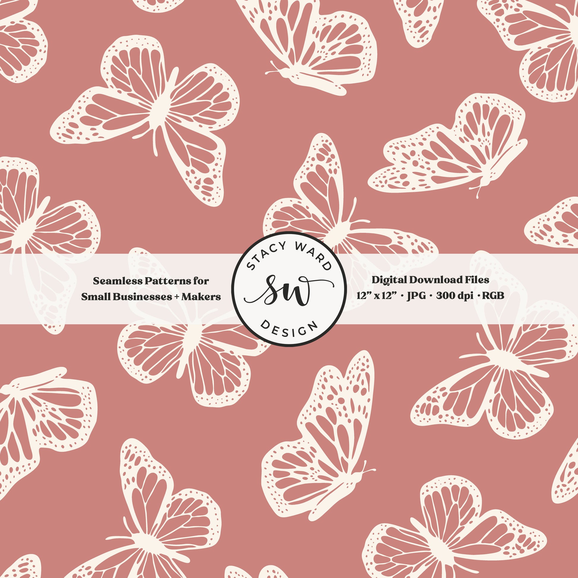 Antique inspired butterflies seamless pattern in vintage cream on girly antique pink minimal flying woodland bugs