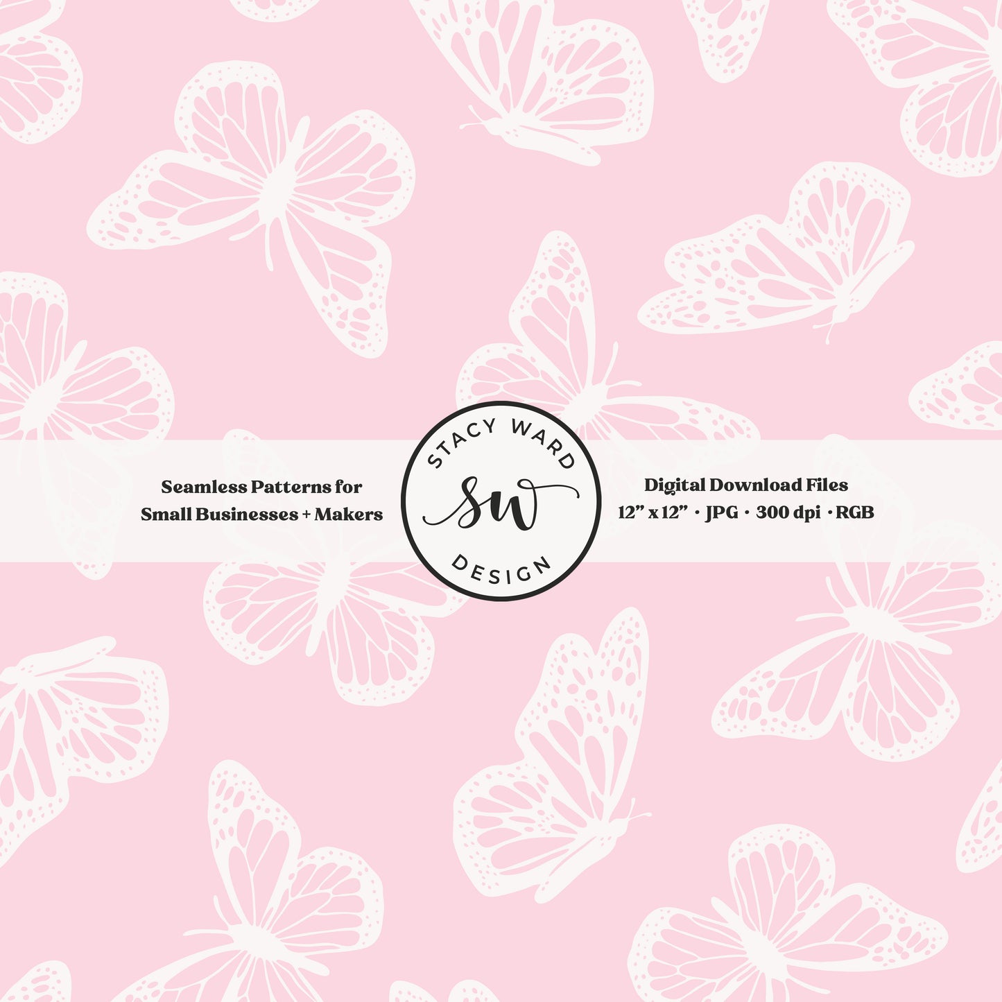 Antique inspired butterflies seamless pattern in vintage off white on feminine whisper blush pink minimal flying woodland bugs