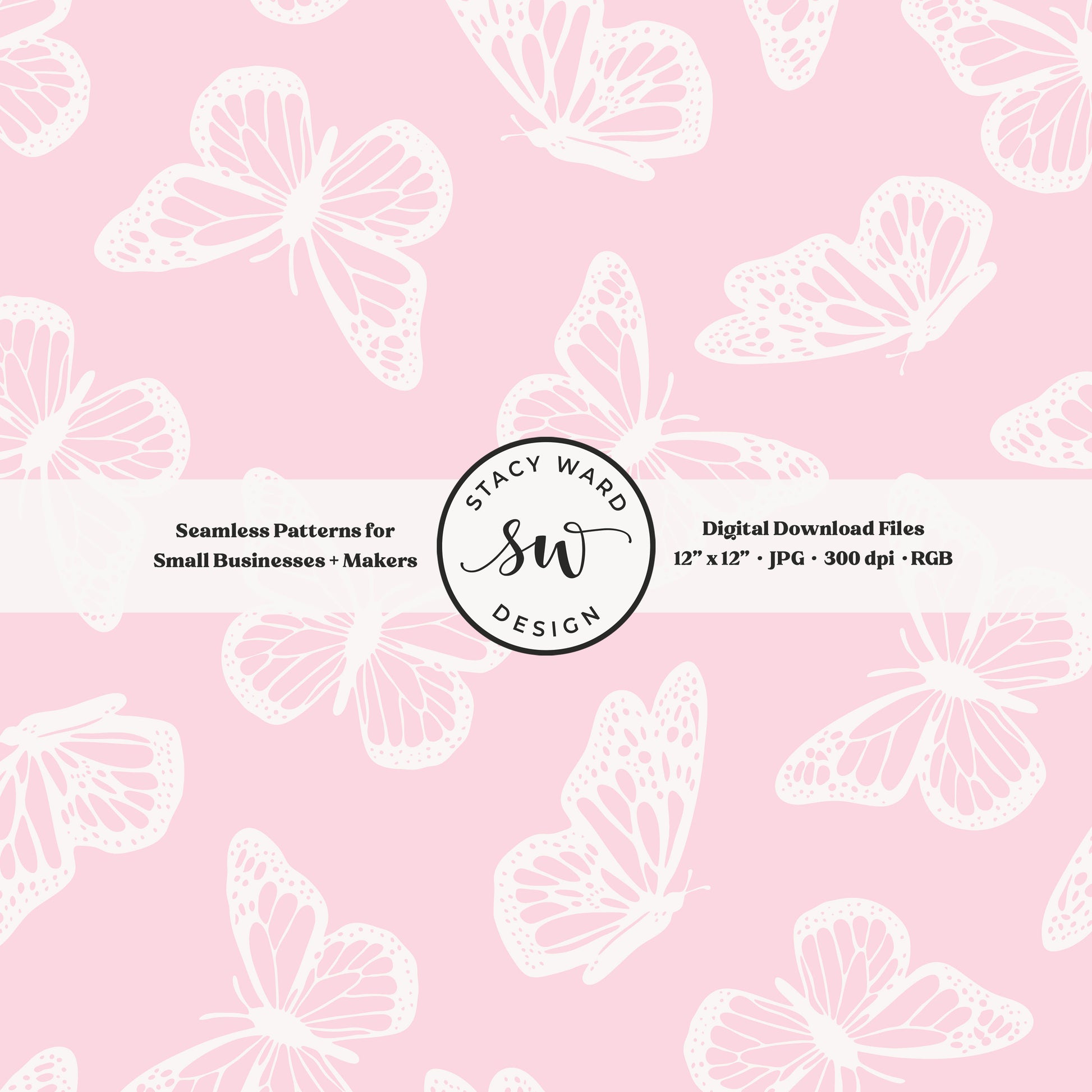 Antique inspired butterflies seamless pattern in vintage off white on feminine whisper blush pink minimal flying woodland bugs