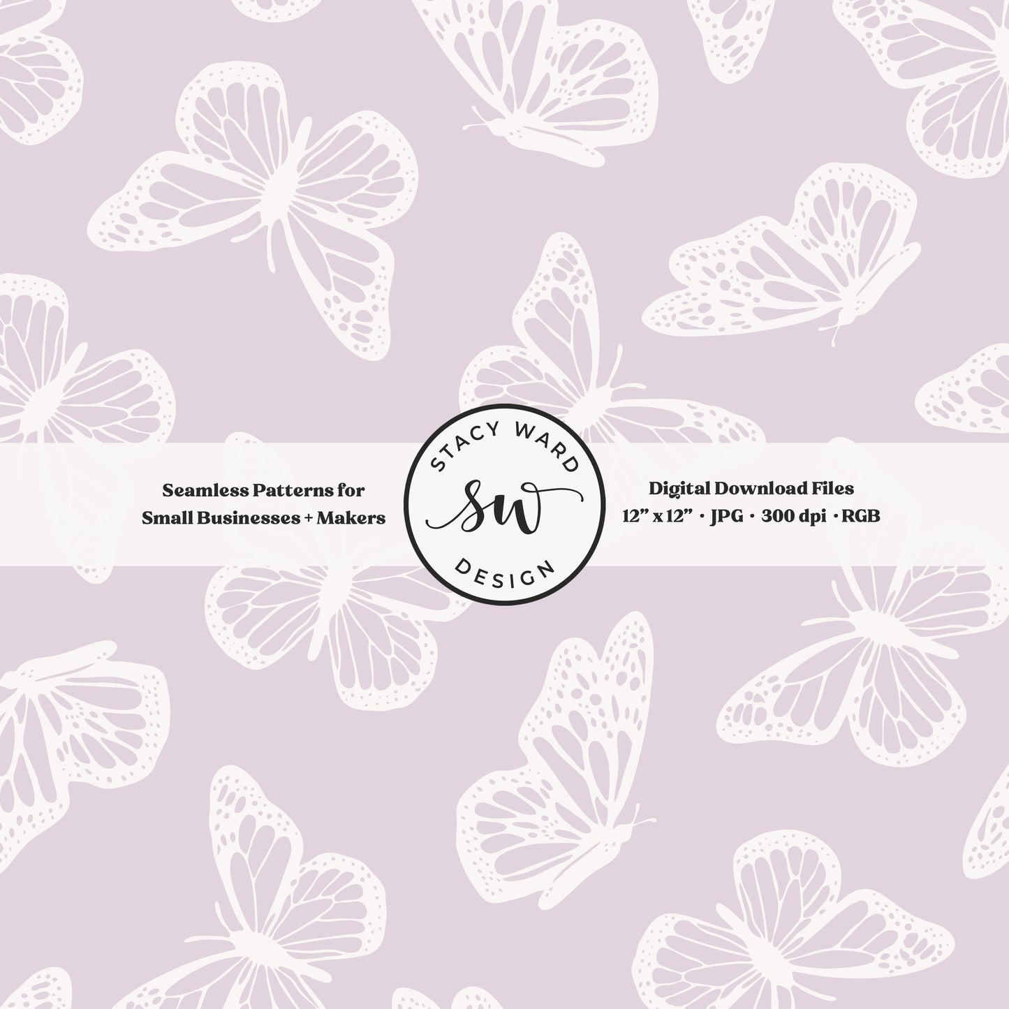 Antique inspired butterflies seamless pattern in vintage off white on light soft lilac minimal flying woodland bugs