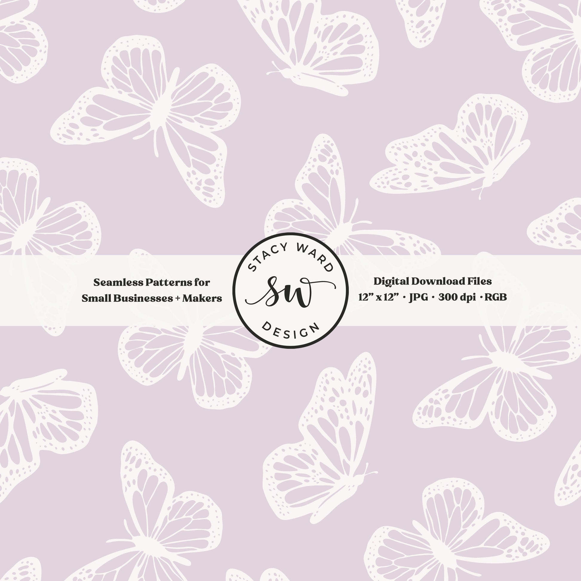 Antique inspired butterflies seamless pattern in vintage off white on light soft lilac minimal flying woodland bugs