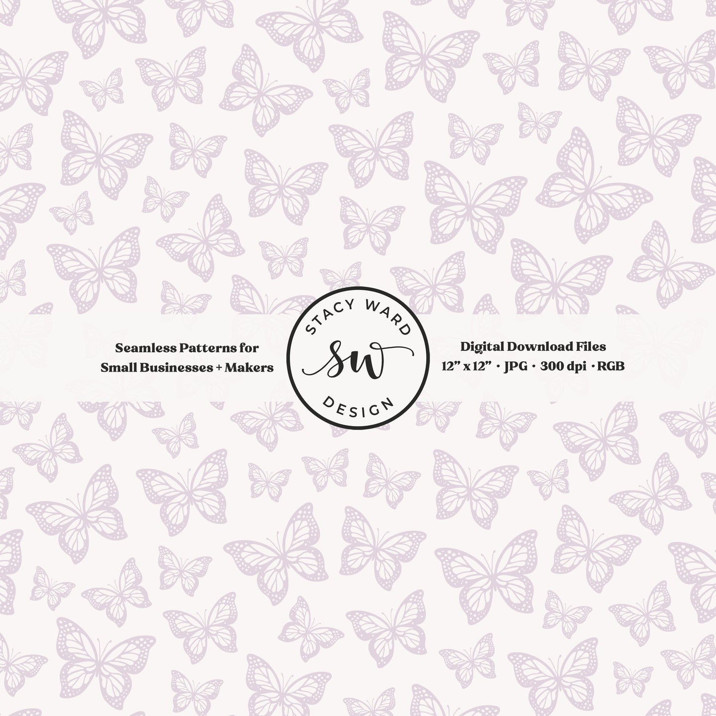 Minimal butterflies seamless pattern in light soft lilac on off white small scale woodland insects