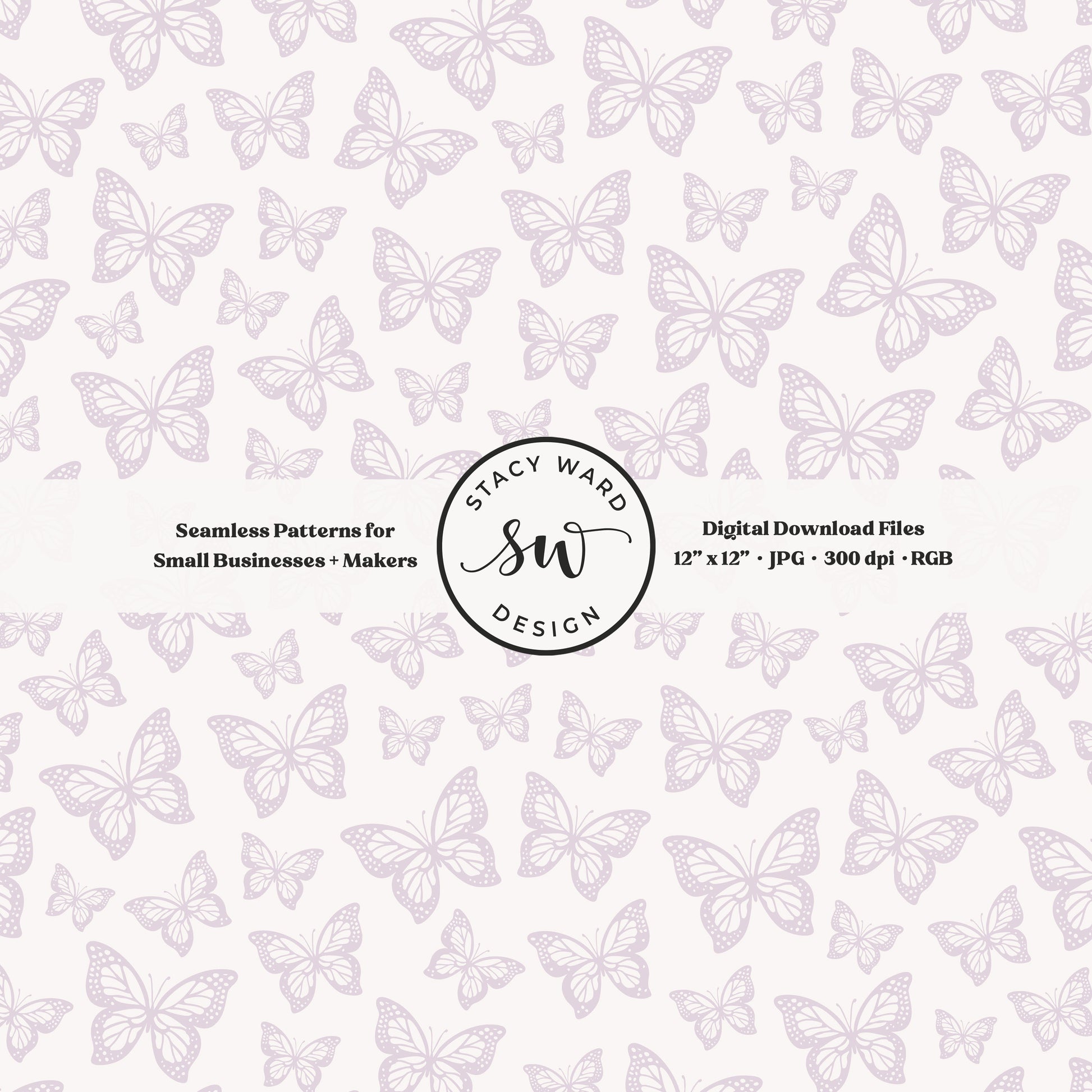Minimal butterflies seamless pattern in light soft lilac on off white small scale woodland insects