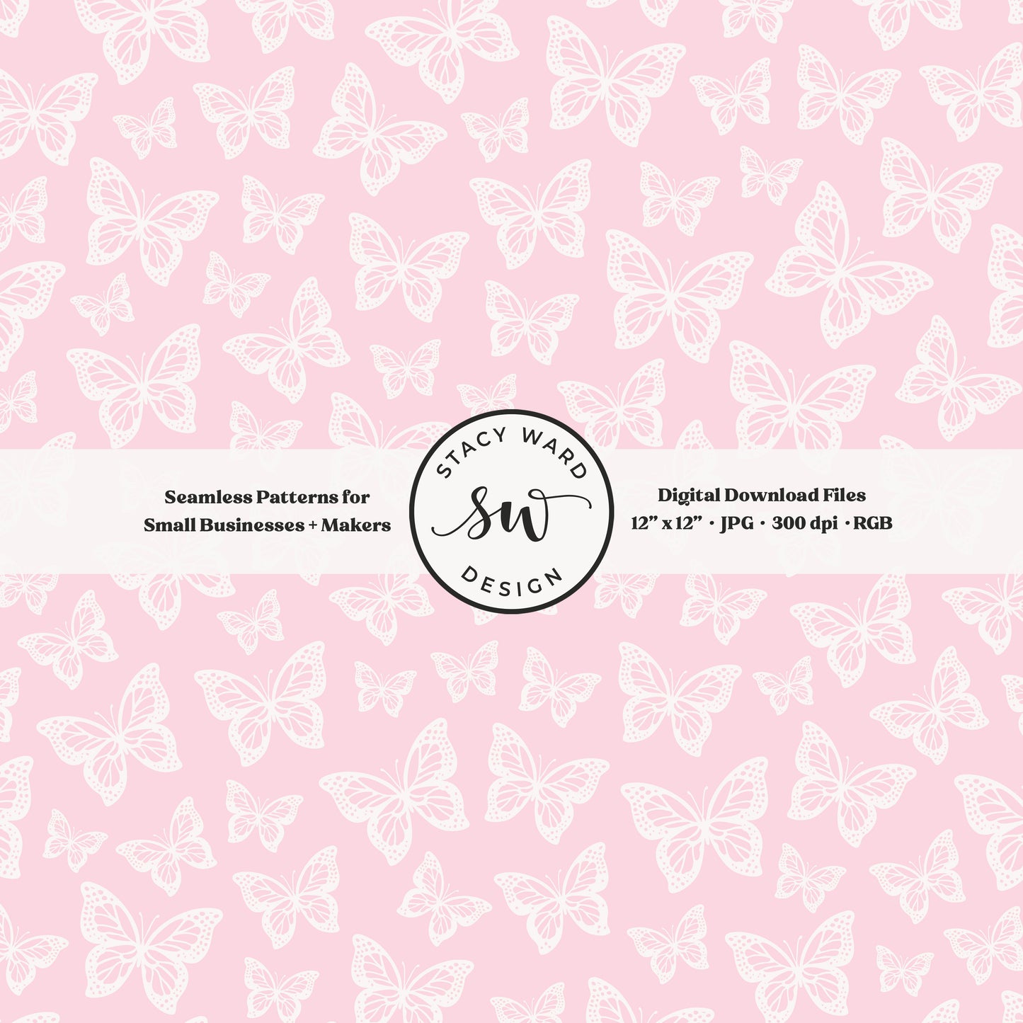 Simple butterfly illustration seamless pattern in off white on feminine whisper blush pink small vintage inspired butterflies
