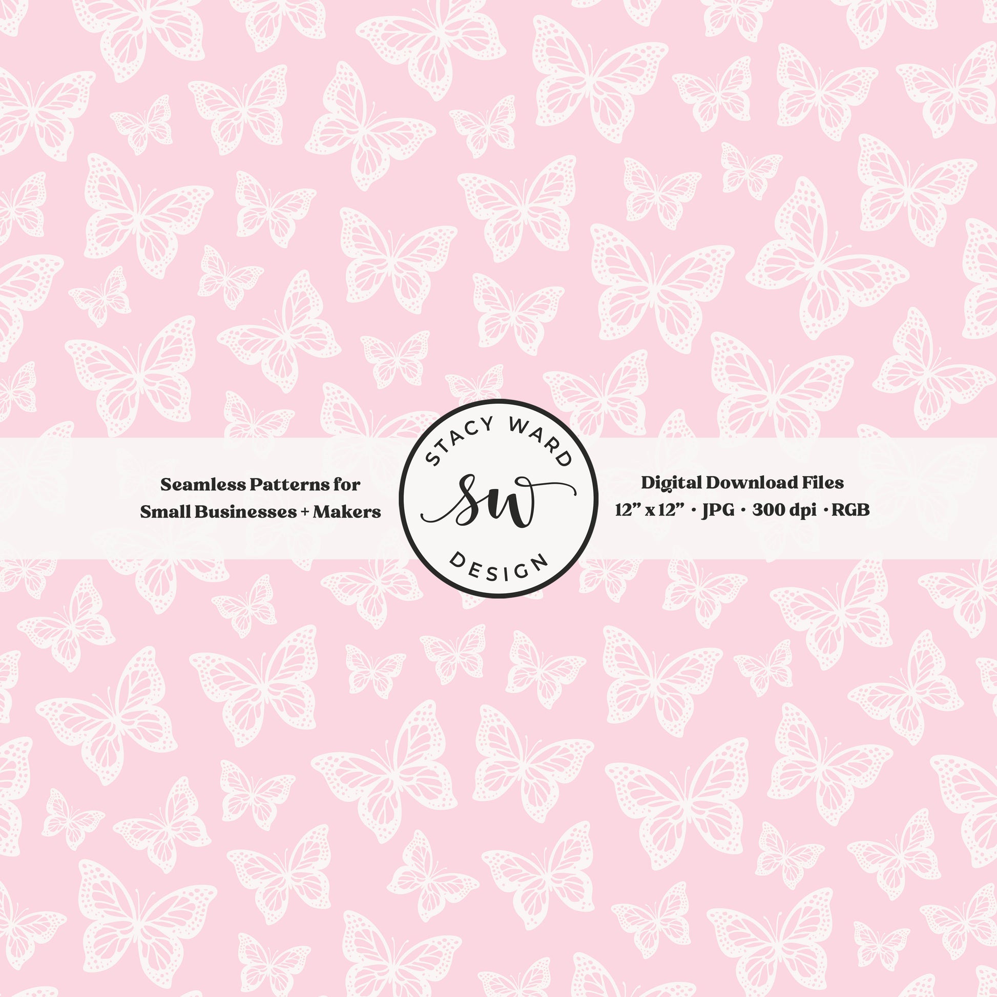 Simple butterfly illustration seamless pattern in off white on feminine whisper blush pink small vintage inspired butterflies